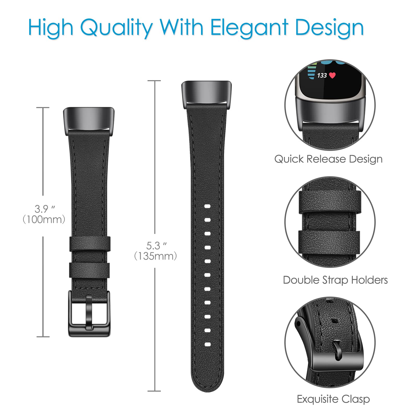 Foto 4 pulgar | Correa de Cuero Genuino Fitbit Charge 6/5 - Venta Internacional