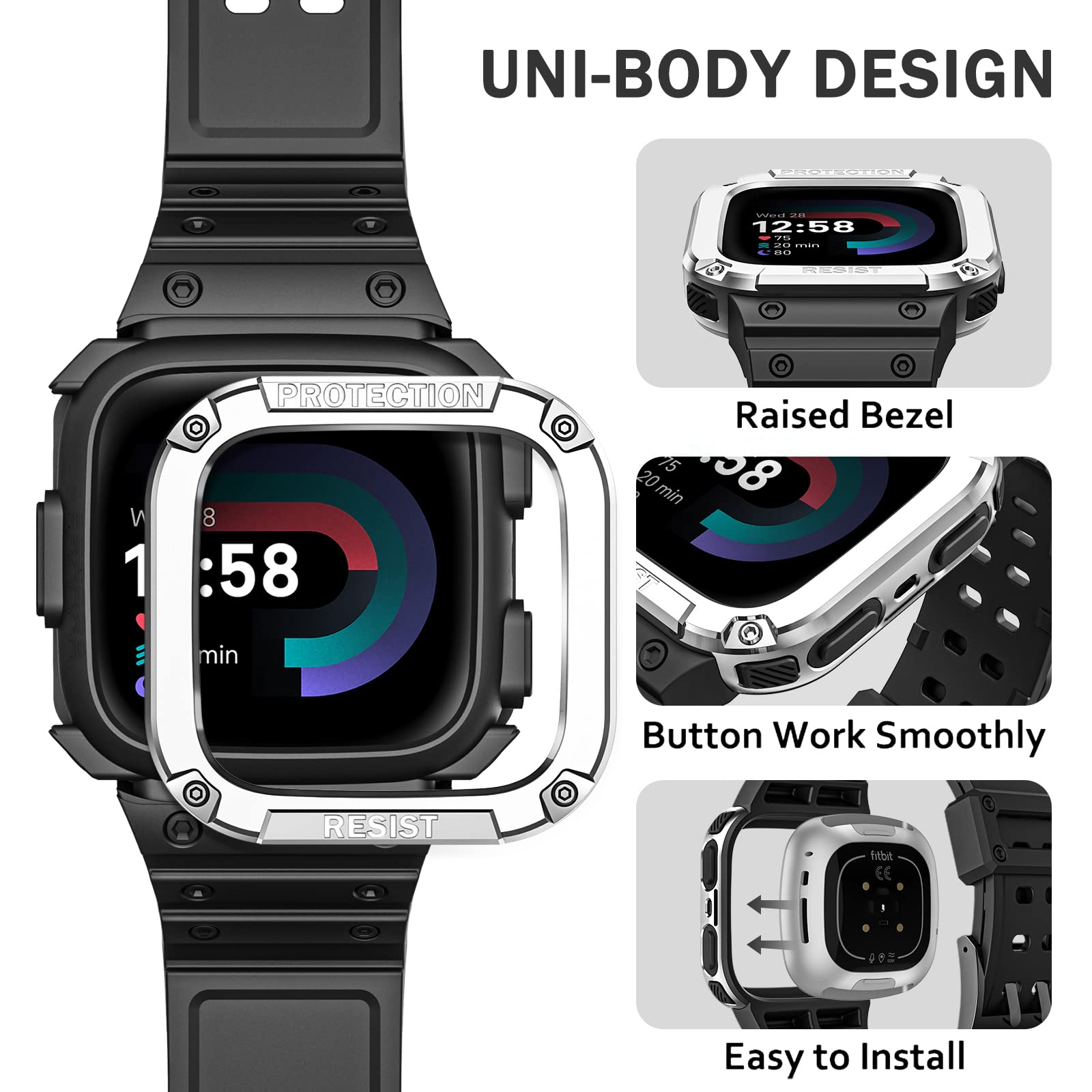 Foto 4 pulgar | Correa Con Funda Compatible Con Fitbit Versa 4/3/2/1/versa Lite - Venta Internacional.