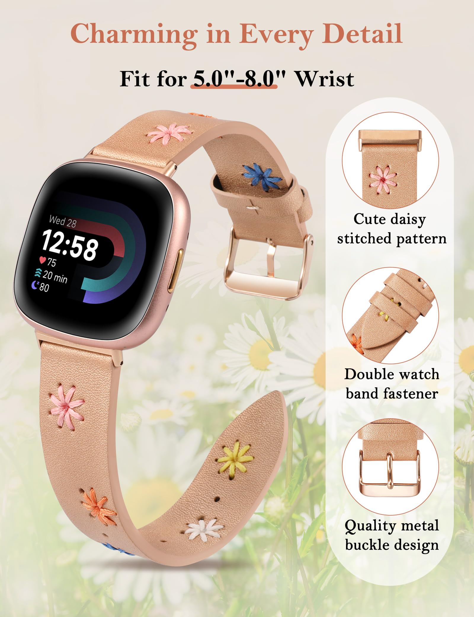 Foto 3 pulgar | Correa De Piel Wearlizer Para Fitbit Versa 4/3/sense 2 - Venta Internacional.