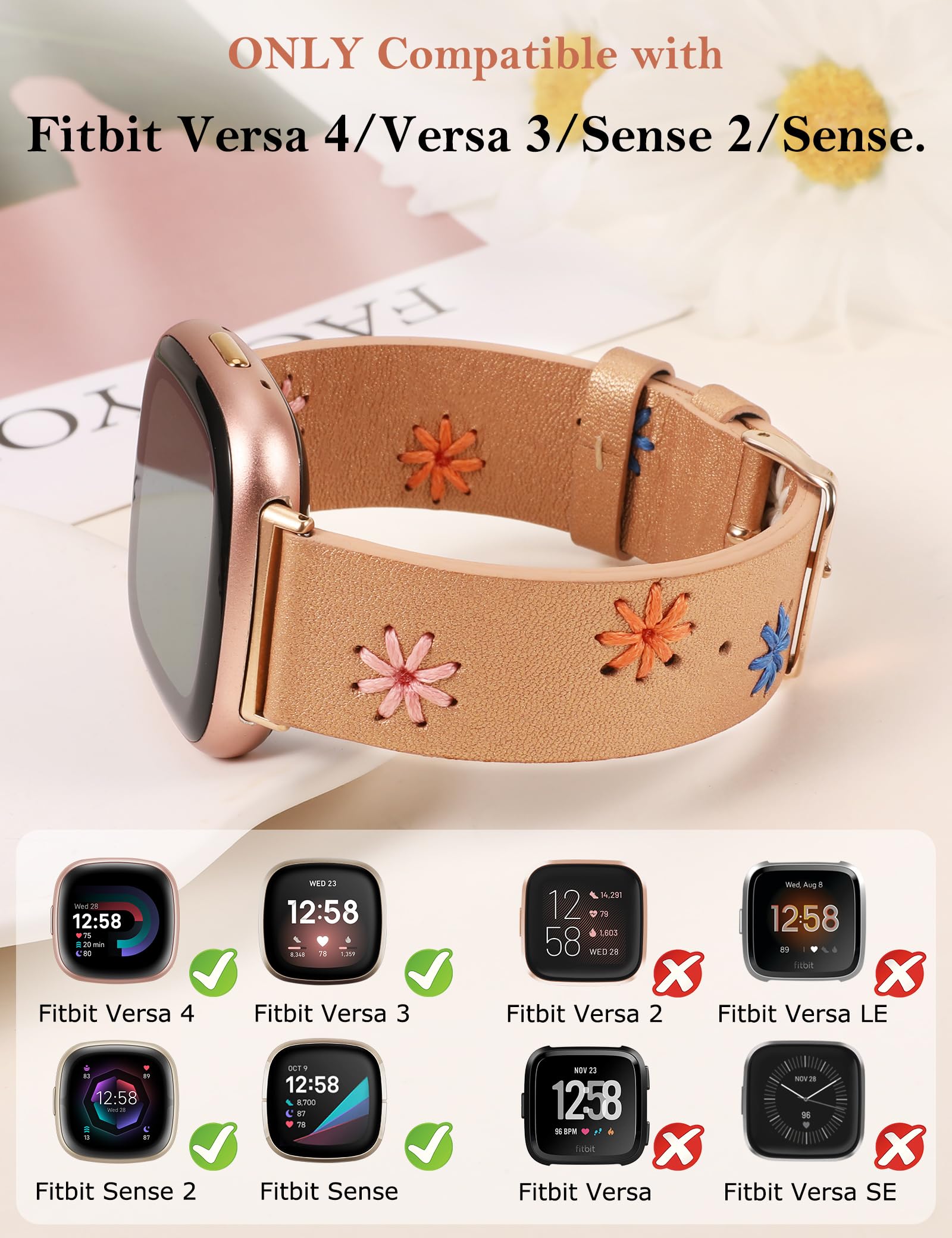 Foto 4 pulgar | Correa De Piel Wearlizer Para Fitbit Versa 4/3/sense 2 - Venta Internacional.