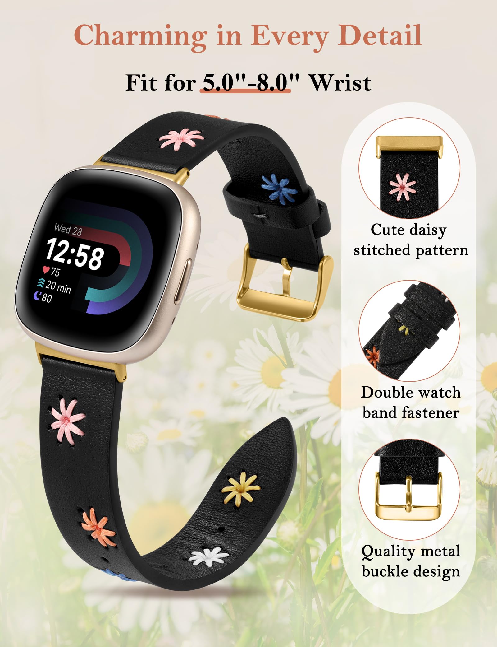 Foto 3 pulgar | Correa De Piel Wearlizer Para Fitbit Versa 4/3/sense 2 - Venta Internacional.