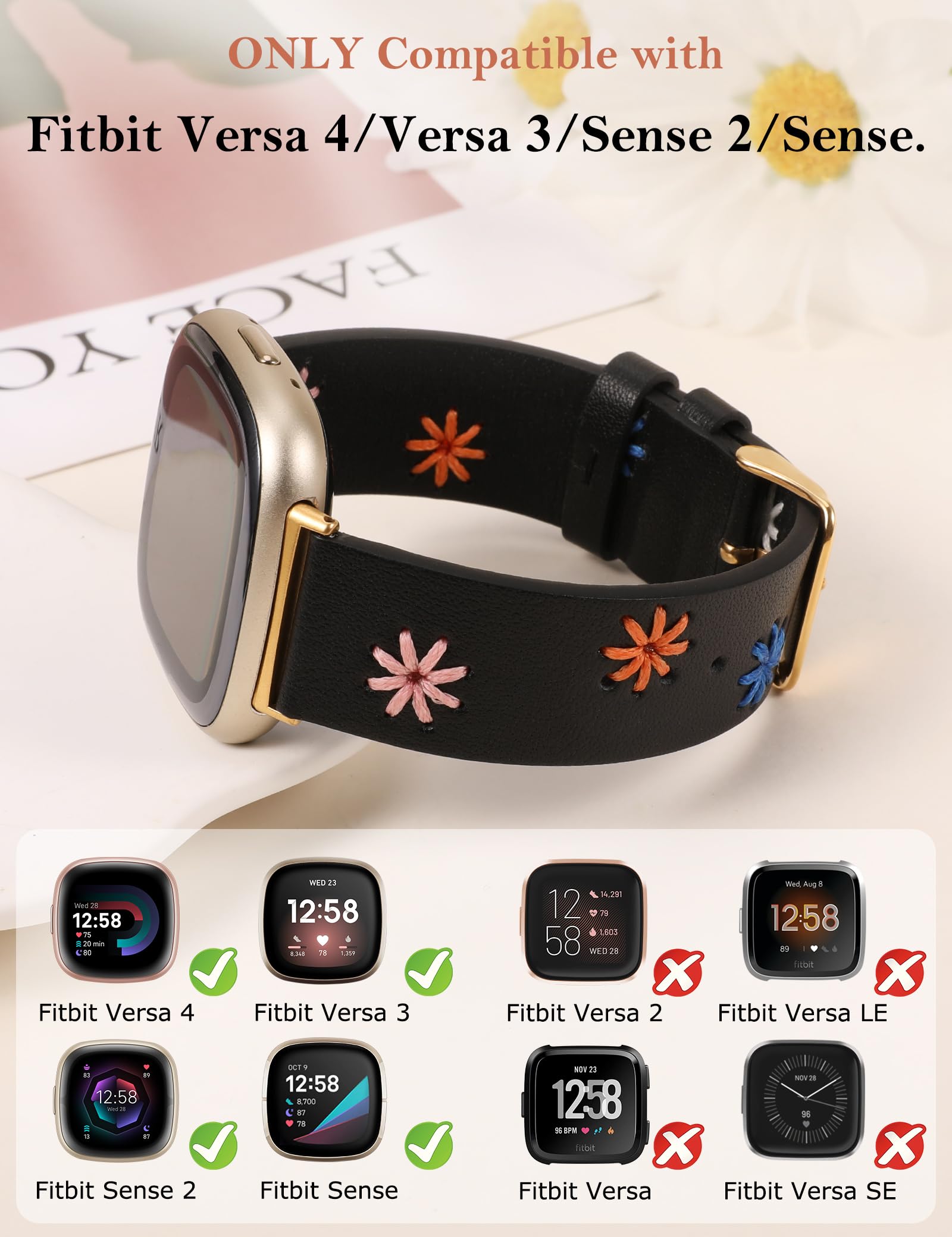 Foto 4 pulgar | Correa De Piel Wearlizer Para Fitbit Versa 4/3/sense 2 - Venta Internacional.