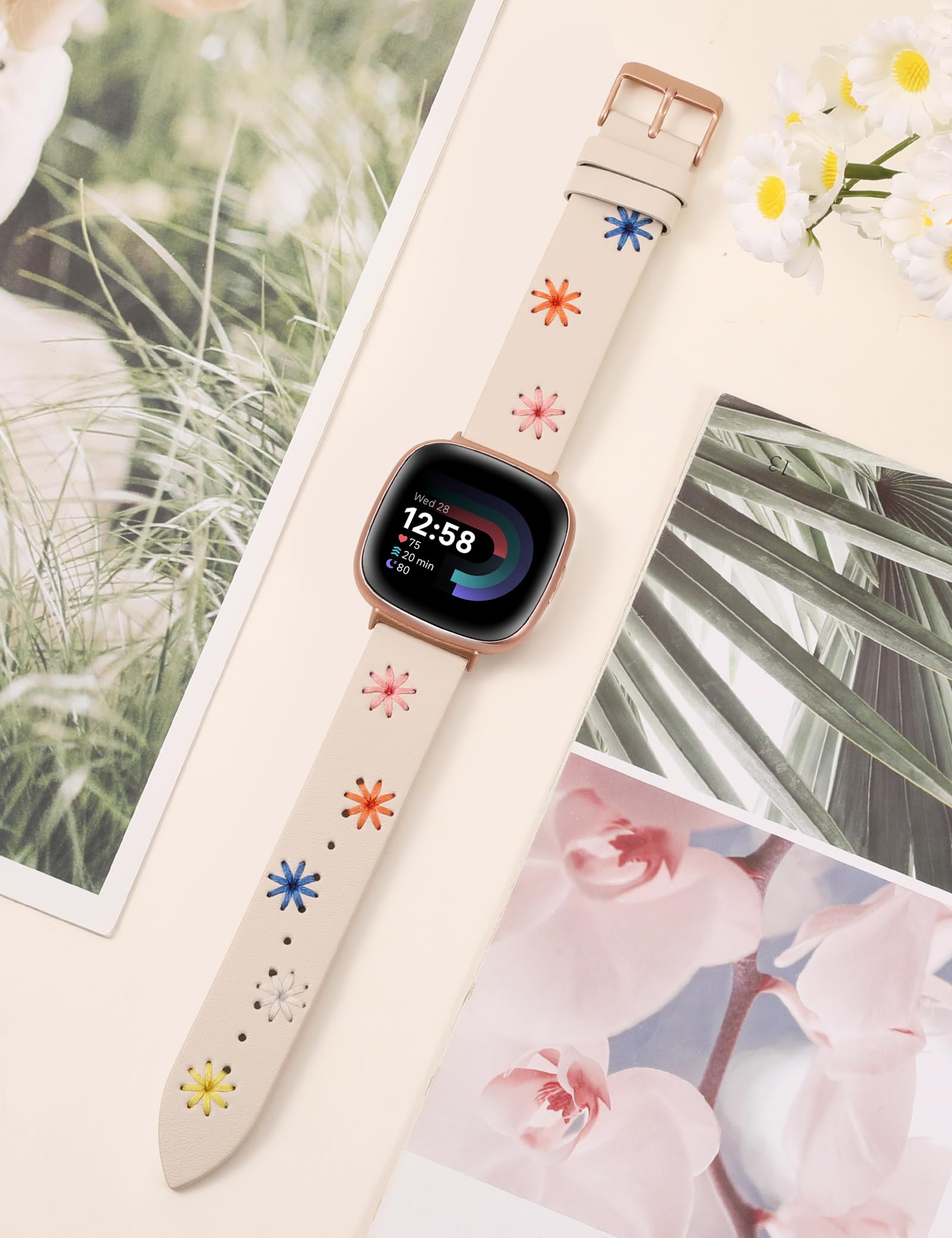 Foto 5 pulgar | Correa De Piel Wearlizer Para Mujer Fitbit Versa 4/versa 3/sense 2/sense - Venta Internacional.