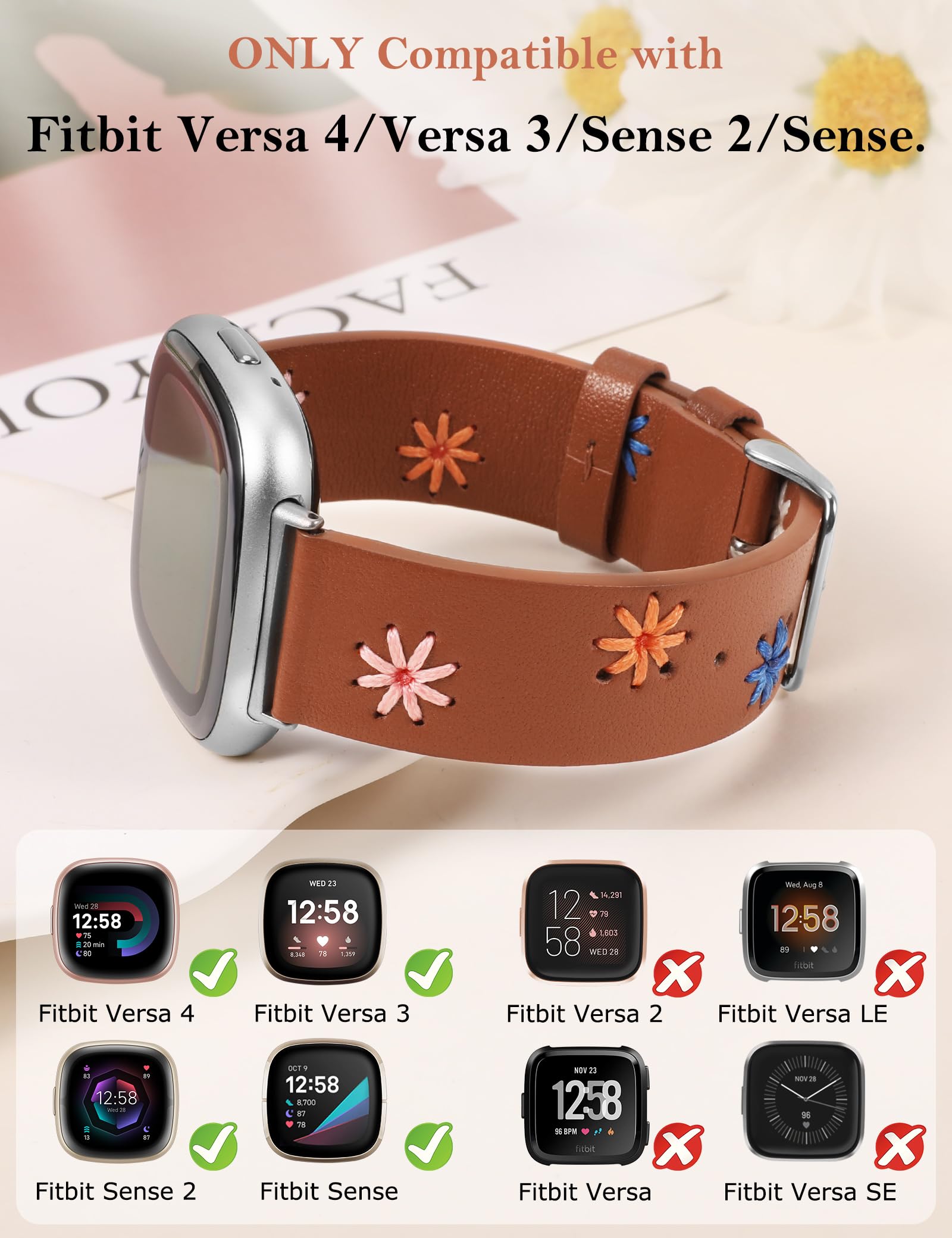 Foto 4 pulgar | Correa De Piel Wearlizer Para Fitbit Versa 4/3/sense 2 - Venta Internacional.