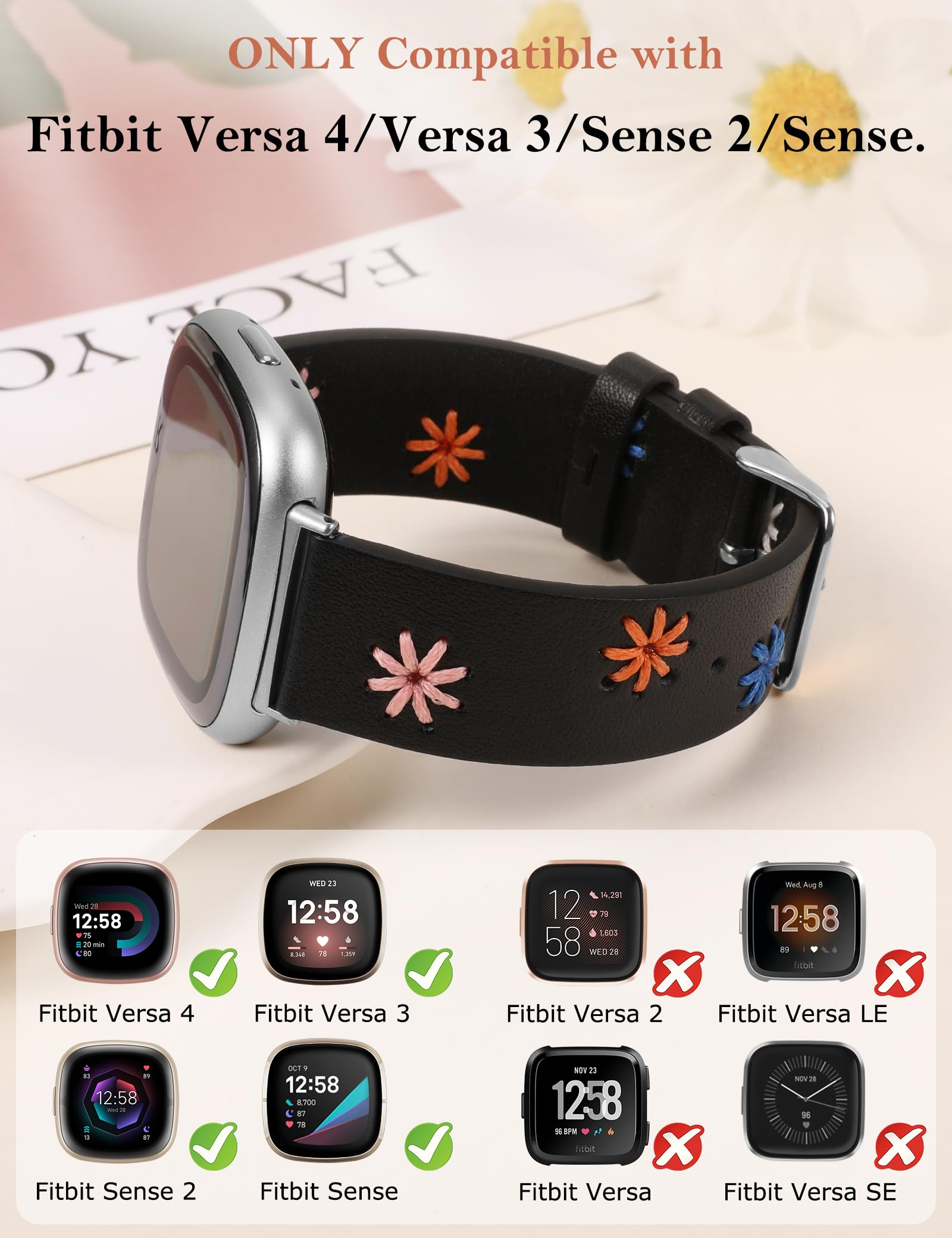 Foto 3 | Correa De Piel Wearlizer Para Fitbit Versa 4/3/sense 2 - Venta Internacional.