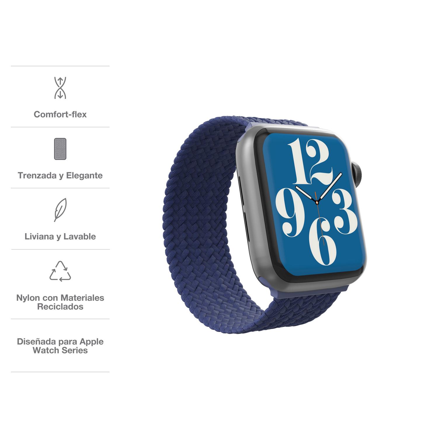 Foto 4 pulgar | Correa De Reloj Trenzada Gear4 Talle Large Para Apple Watch De 41/40/38mm - Azul Marino