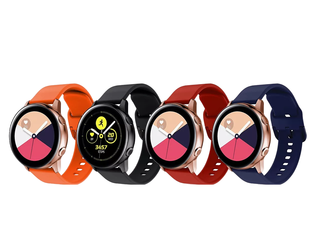 Correa Para Huawei Watch Gt2 3 Para Samsung Active 4 Pzs, Negro + Azul + Rojo + Naranja