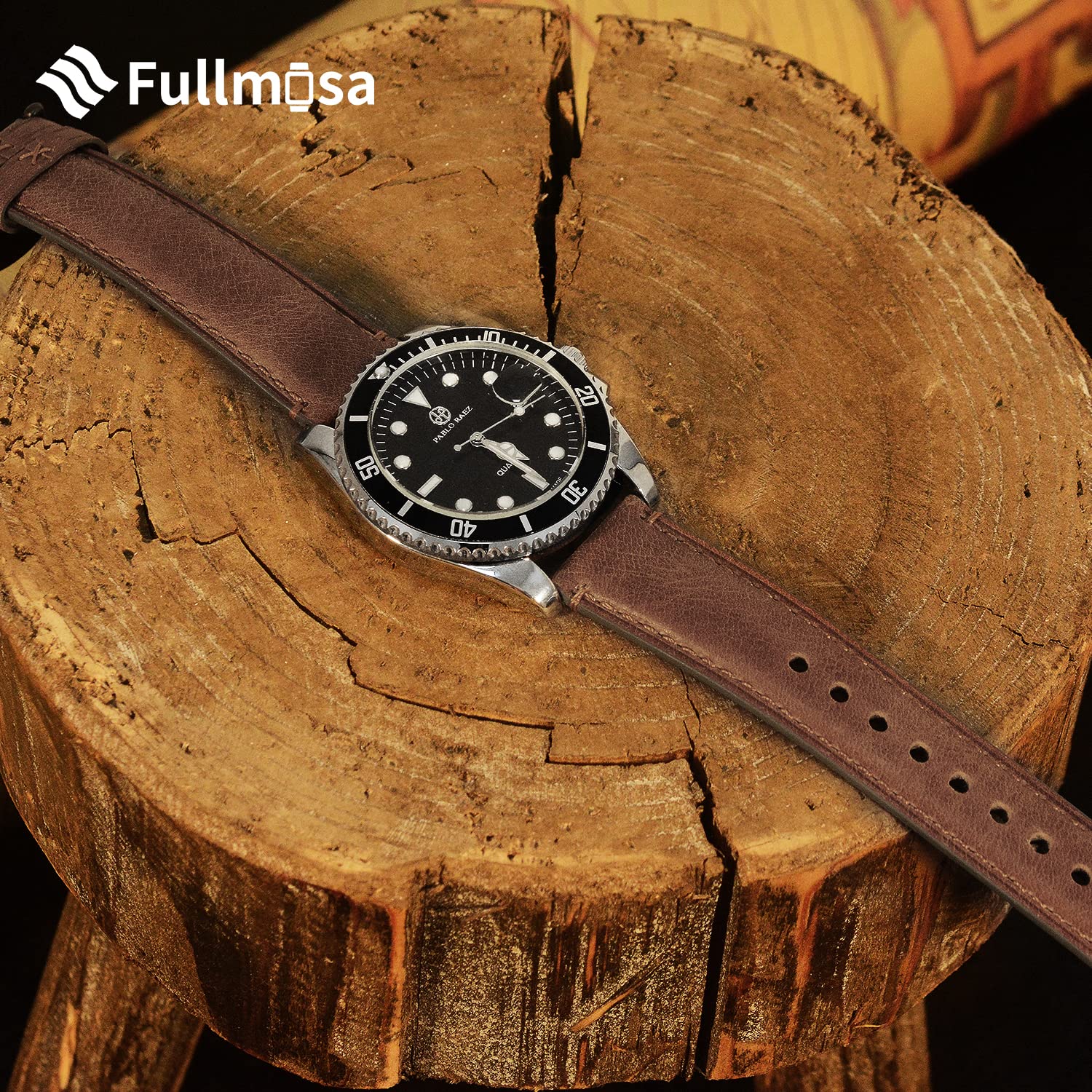 Foto 4 pulgar | Correa de Reloj Fullmosa Marrón Oscuro de Cuero Bruñido 18 mm - Venta Internacional