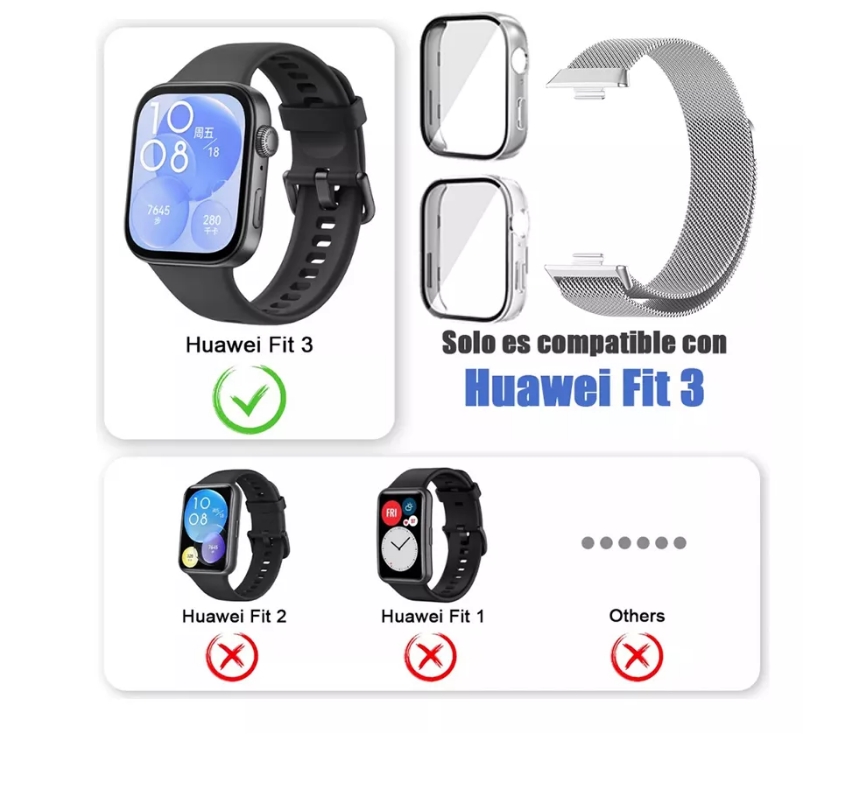 Foto 5 pulgar | Correa Wünd  Para Huawei Watch Fit 3 De Acero Inoxidable Con Case