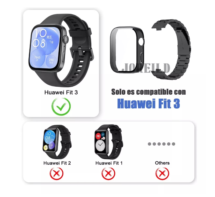 Foto 4 pulgar | Correa De Acero Inoxidable Para Huawei Watch Fit 3 Con Case