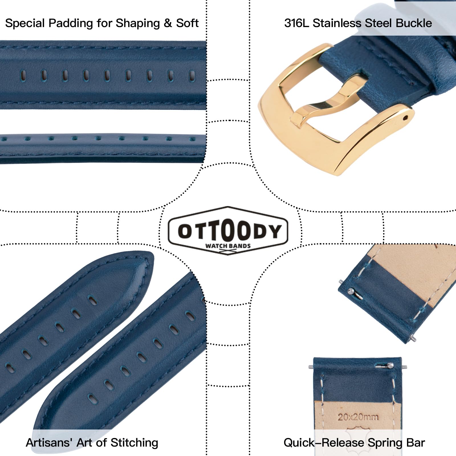 Foto 5 pulgar | Correa Ottoody Azul 18-22 mm - Venta Internacional