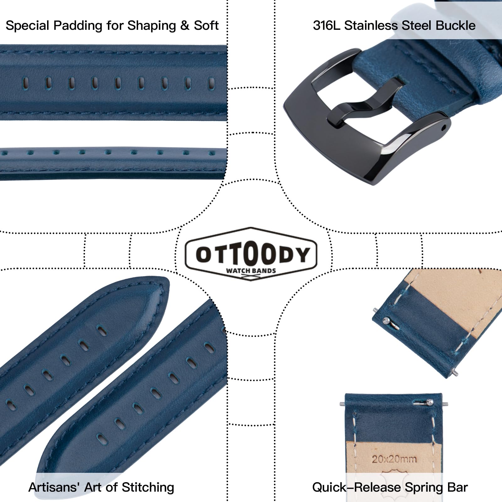 Foto 5 pulgar | Correa Ottoody Azul 18-22 mm - Venta Internacional