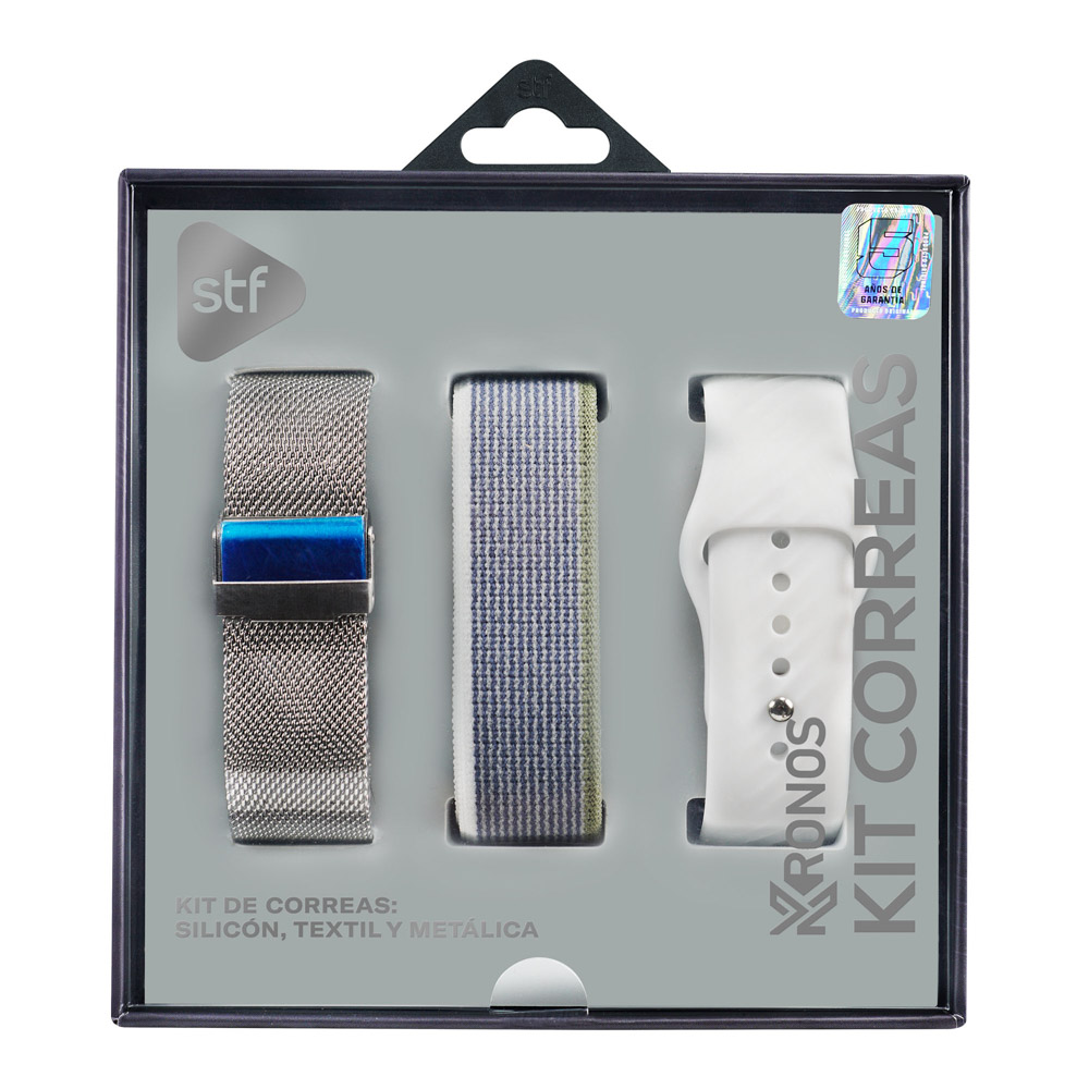 Foto 3 pulgar | Kit Correas Smartwatch Stf Kronos: Textil, Silicon Y Metálica 22mm