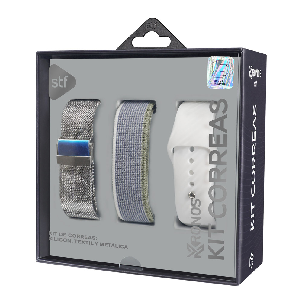 Foto 7 pulgar | Kit Correas Smartwatch Stf Kronos: Textil, Silicon Y Metálica 22mm