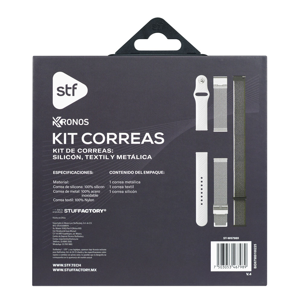 Foto 7 | Kit Correas Smartwatch Stf Kronos: Textil, Silicon Y Metálica 22mm
