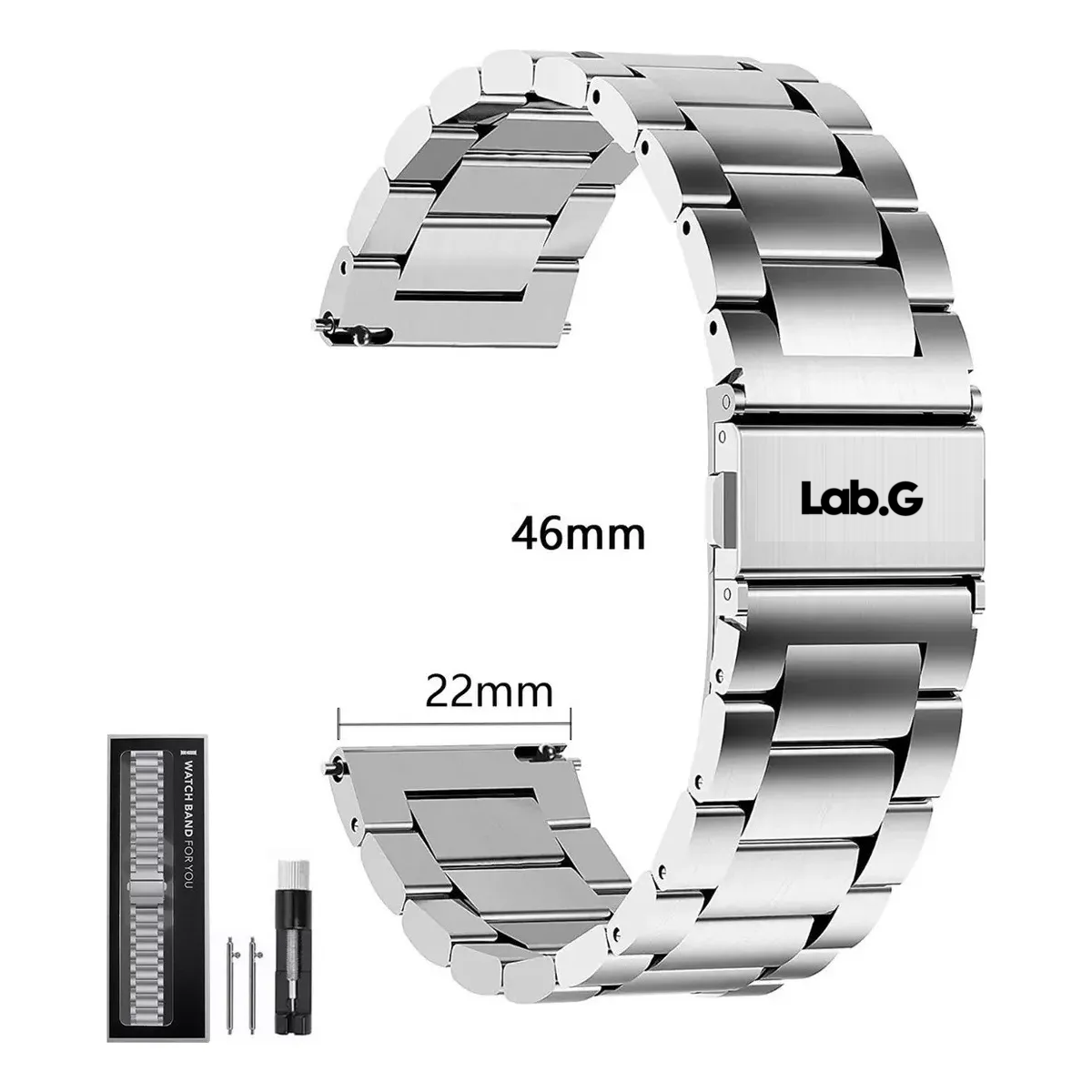 Foto 4 | Correa De Acero Inoxidable Para Reloj Lab.g Gris
