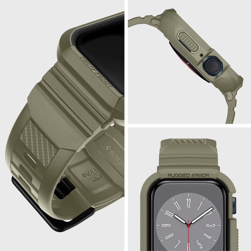 Foto 4 | Funda Con Correa Para Apple Watch Spigen Rugged Armor Pro Vintage Khaki De 45 Mm/44 Mm - Venta Internacional.