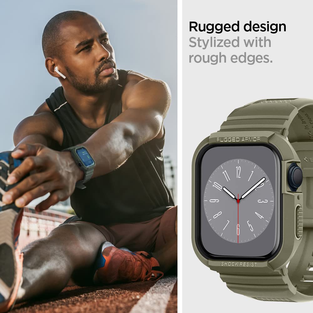 Foto 5 | Funda Con Correa Para Apple Watch Spigen Rugged Armor Pro Vintage Khaki De 45 Mm/44 Mm - Venta Internacional.