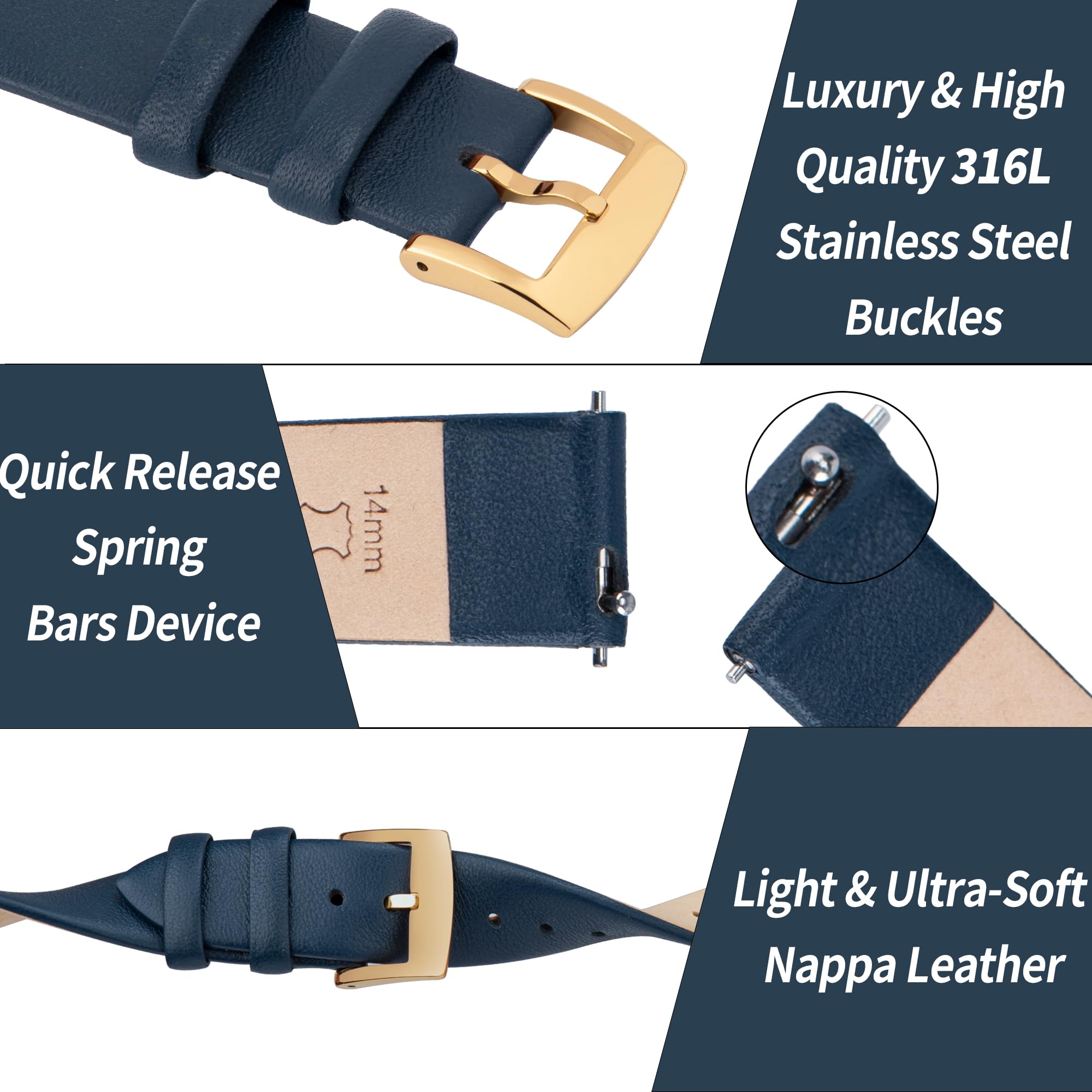 Foto 5 pulgar | Pulseras Ottoody De Piel Con Cierre Rápido, De Grano Superior, Unisex - Venta Internacional.