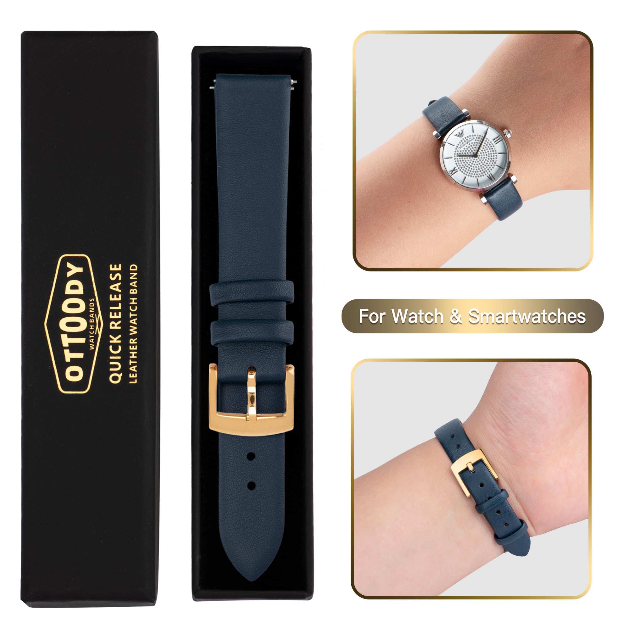 Foto 7 | Pulseras Ottoody De Piel Con Cierre Rápido, De Grano Superior, Unisex - Venta Internacional.