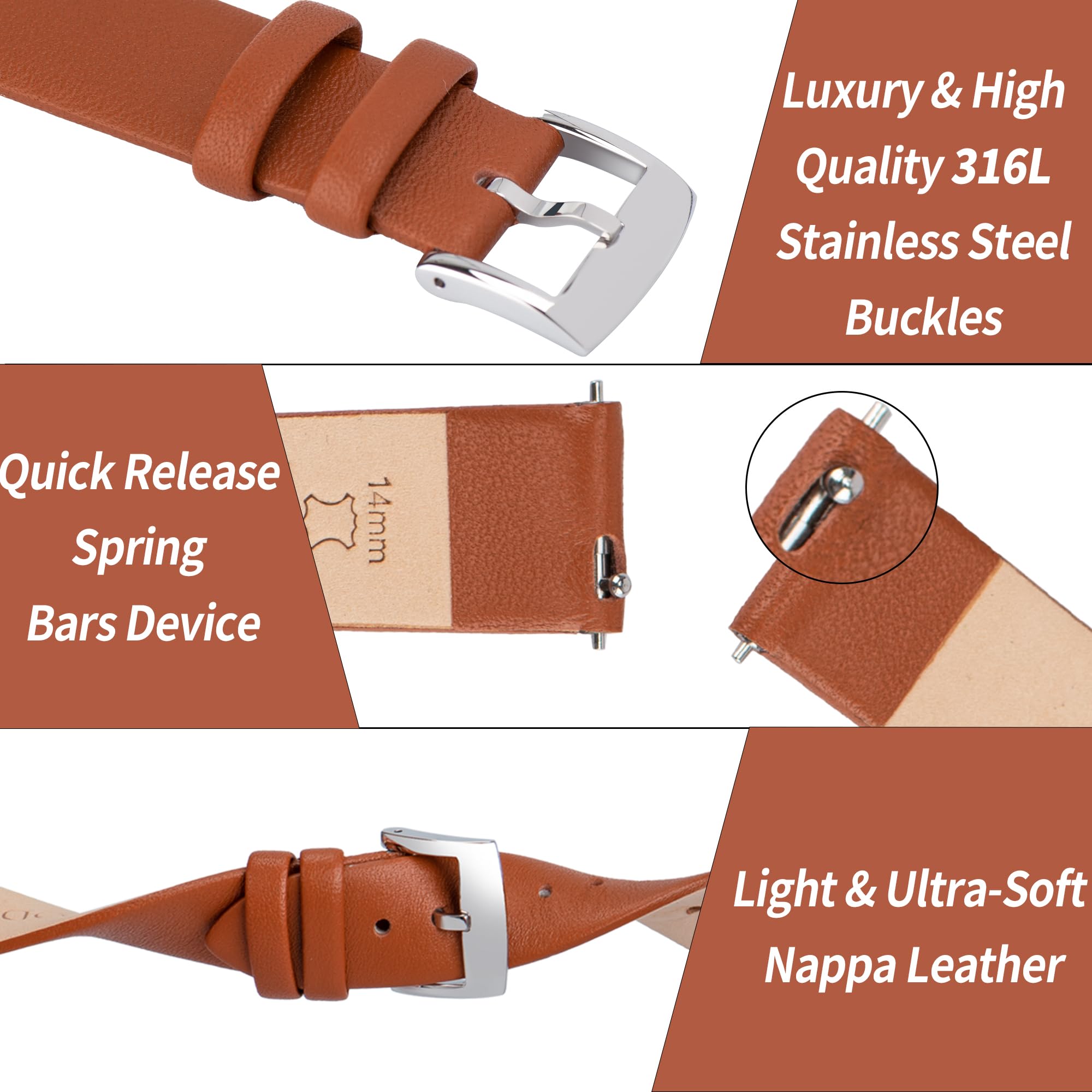 Foto 4 | Pulseras Ottoody De Piel Con Cierre Rápido, De Grano Superior, Unisex - Venta Internacional.
