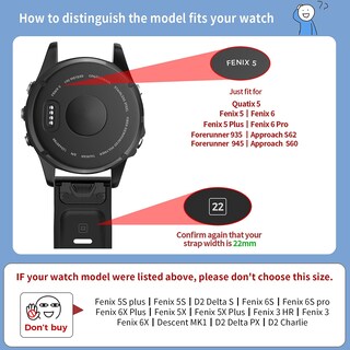 Foto 3 | Correa De Reloj Notocity Compatible Con Fenix 5 22 Mm Silicona Color Negro - Venta Internacional.