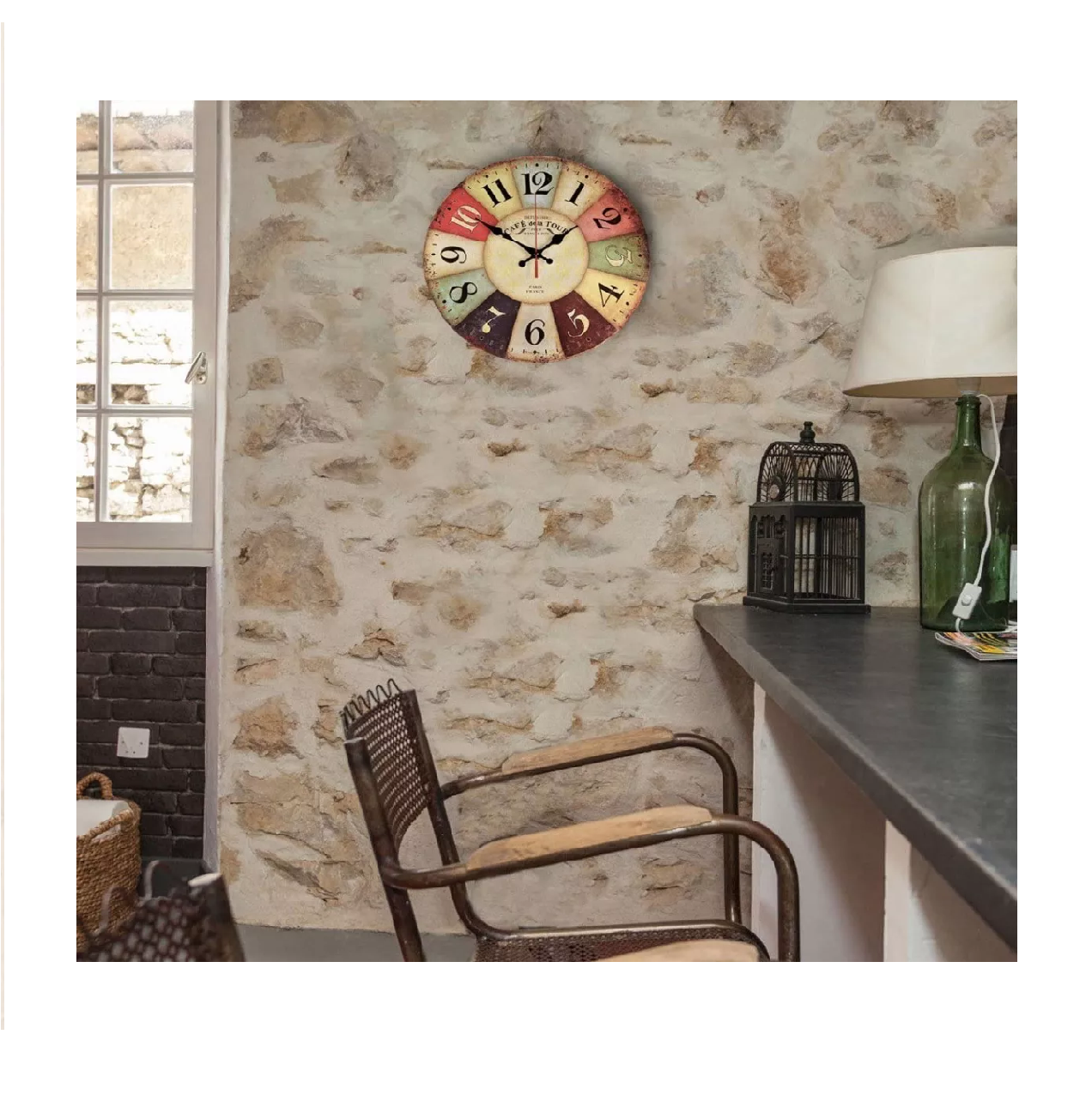 Foto 5 | Reloj de Pared BELUG para Casa/Campo Analógico Redondo Café