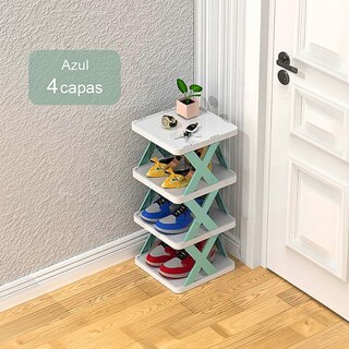 Foto 2 | Zapatera De Plástico De 4 Pisos Armable Super Resistente Azul