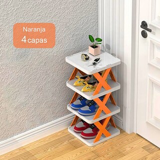 Foto 2 | Zapatera De Plástico De 4 Pisos Armable Super Resistente Naranja