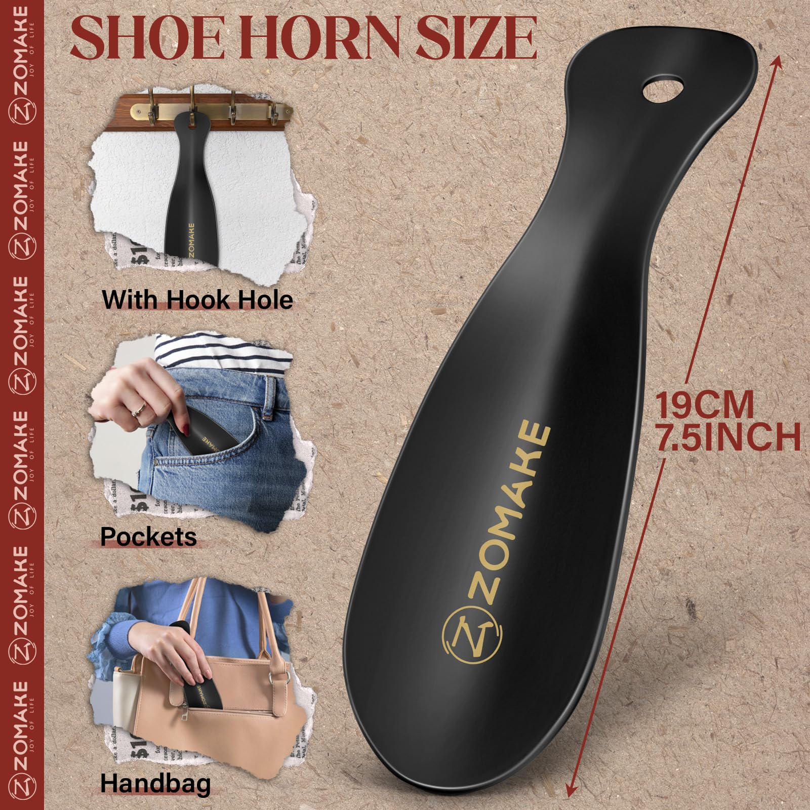 Foto 2 | Shoehorn Zomake, Metal, Acero Inoxidable, 19 Cm, Portátil, Paquete De 2 - Venta Internacional.