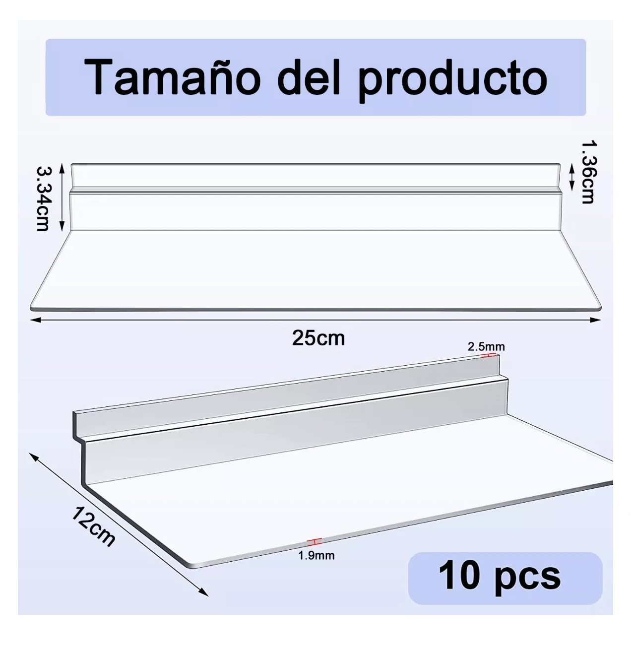 Foto 4 pulgar | Exhibidor Para Zapatos Acrilico Para Panel Ranurado 10 Pcs Transparente