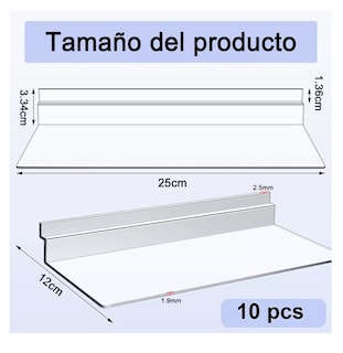 Foto 3 | Exhibidor Para Zapatos Acrilico Para Panel Ranurado 10 Pcs Transparente