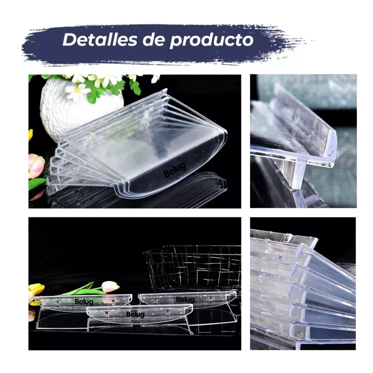 Foto 4 pulgar | Exhibidor Zapatos En Acrílico Para Etiquetar Panel Ranurado, Belug  Transparente
