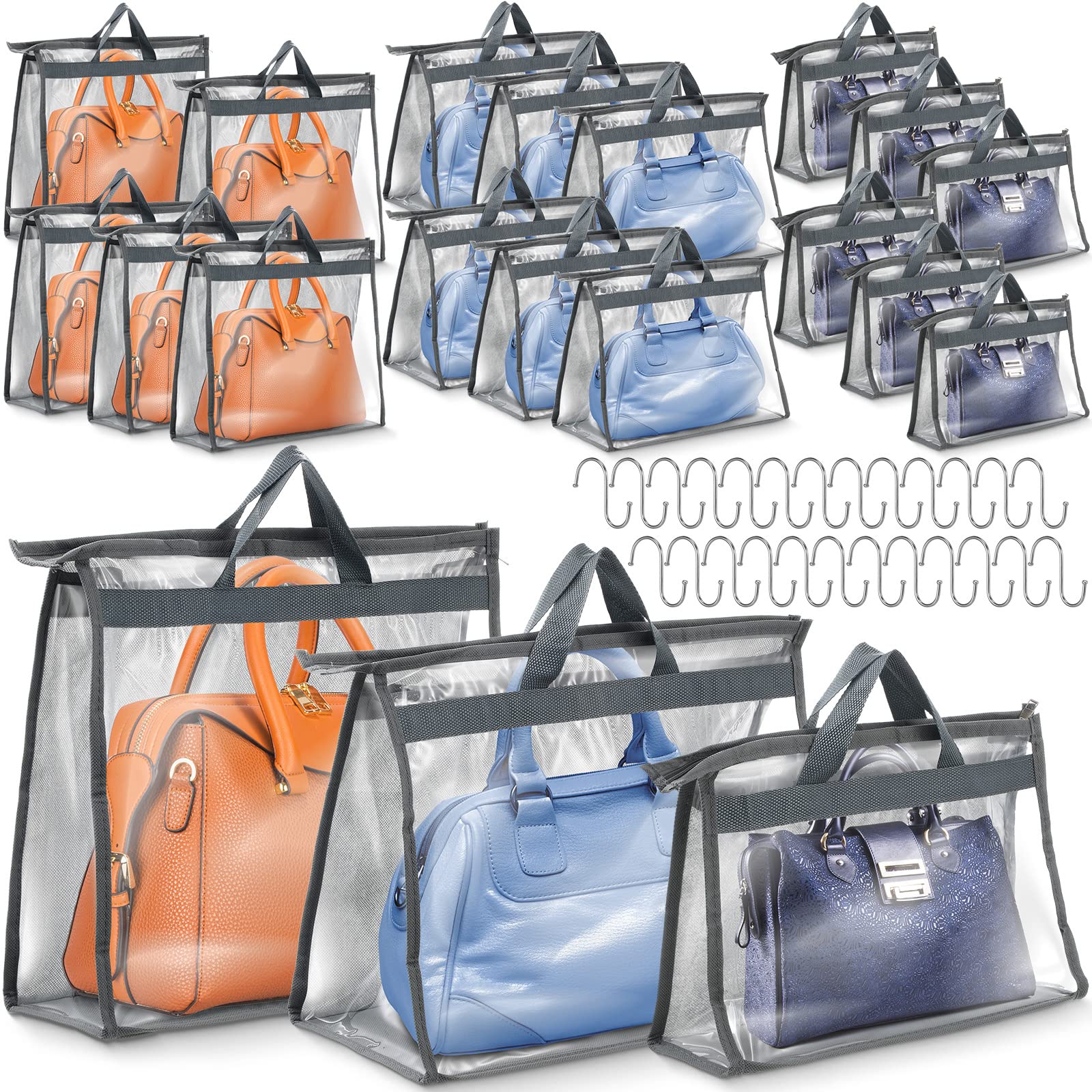 Foto 1 | Bolsas Antipolvo Para Bolsos Chumia, Paquete De 20 Unidades, Transparentes, 3 Tamaños, Color Gris - Venta Internacional