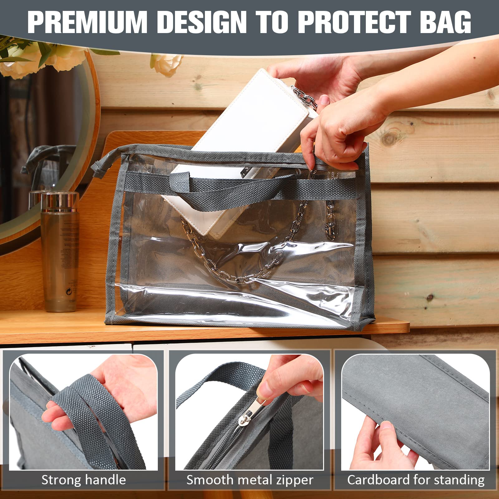 Foto 4 pulgar | Bolsas Antipolvo Para Bolsos Chumia, Paquete De 20 Unidades, Transparentes, 3 Tamaños, Color Gris - Venta Internacional