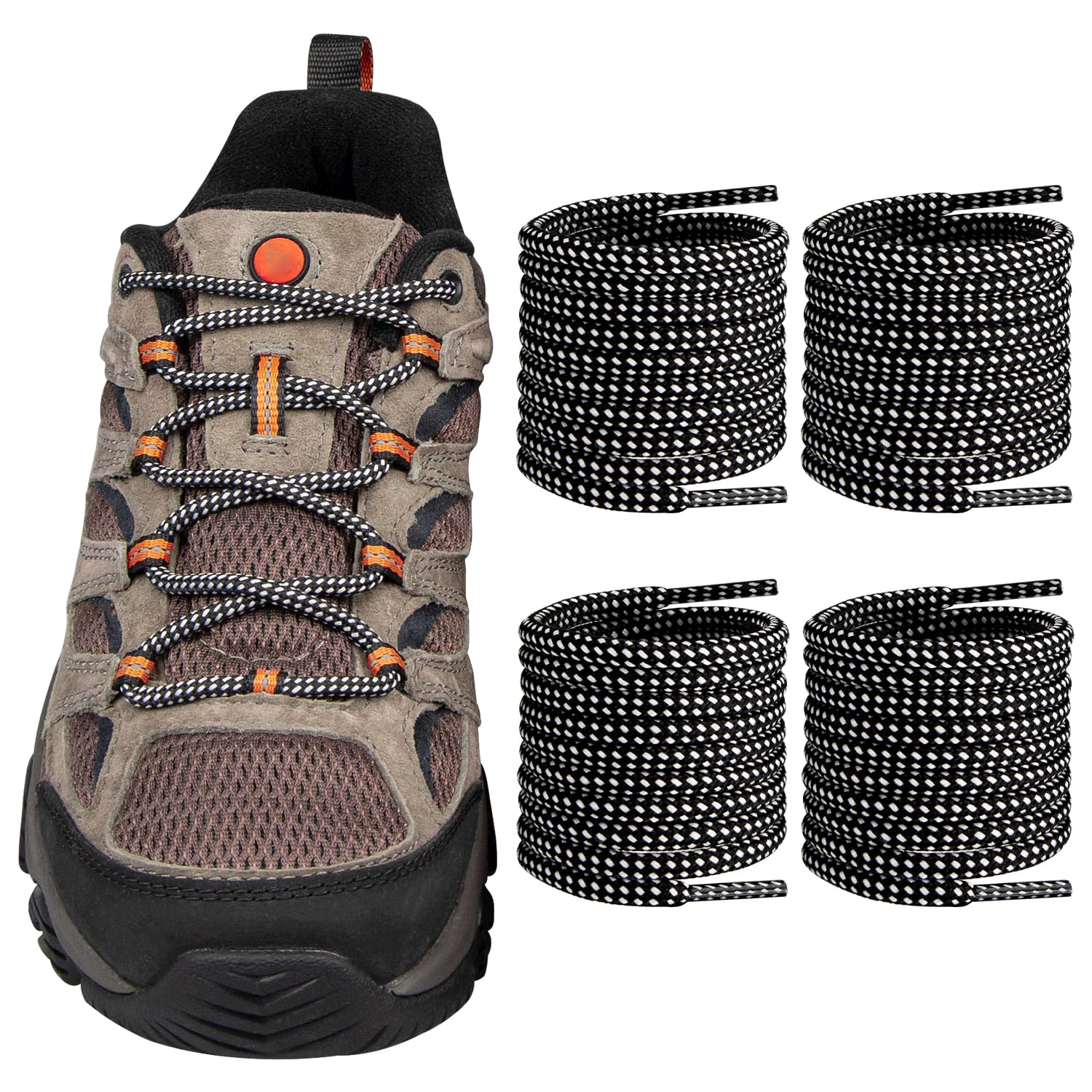 Foto 2 pulgar | Botas De Senderismo Shoelaces Endoto Para Merrell Moab, Color Blanco Y Negro - Venta Internacional.