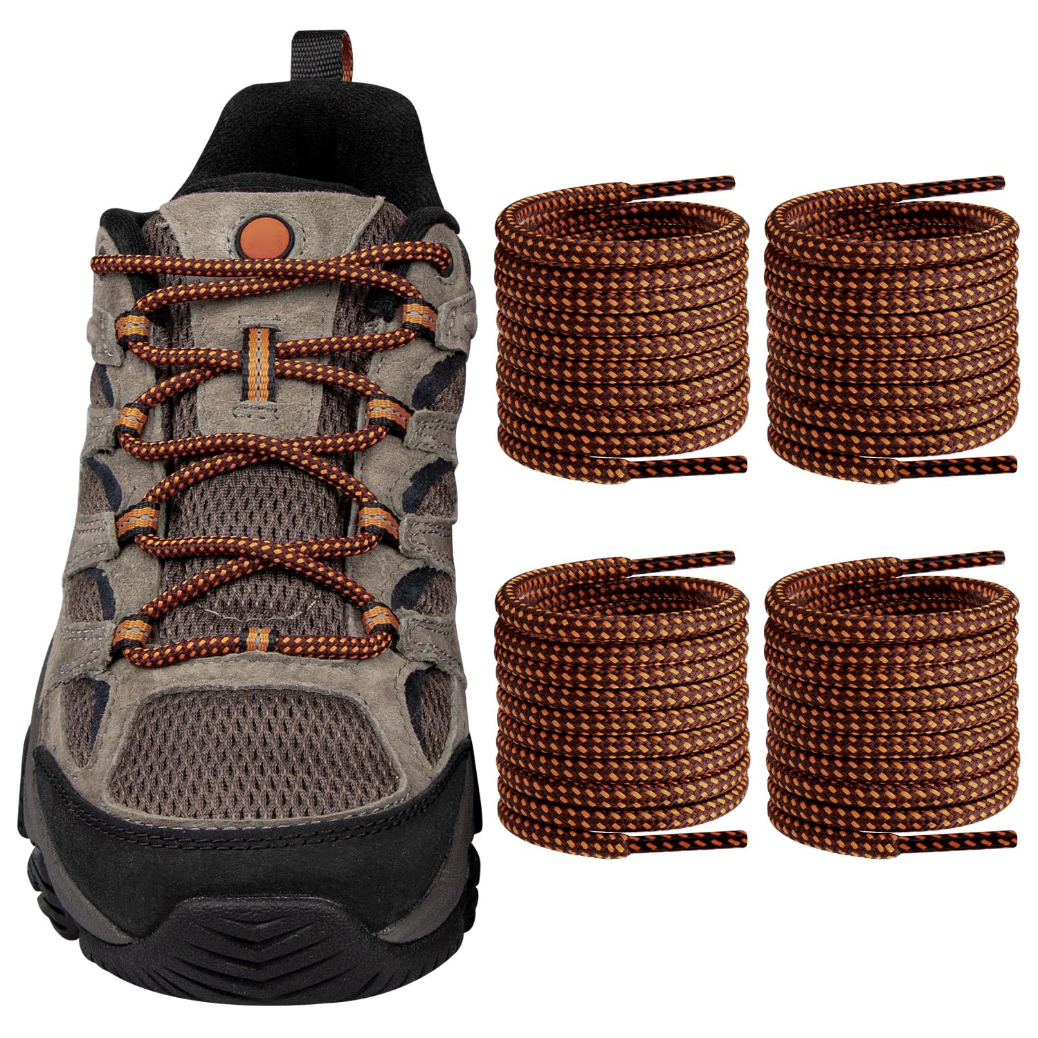 Foto 2 pulgar | Botas De Senderismo Shoelaces Endoto Para Merrell Moab, Color Marrón Y Naranja - Venta Internacional.