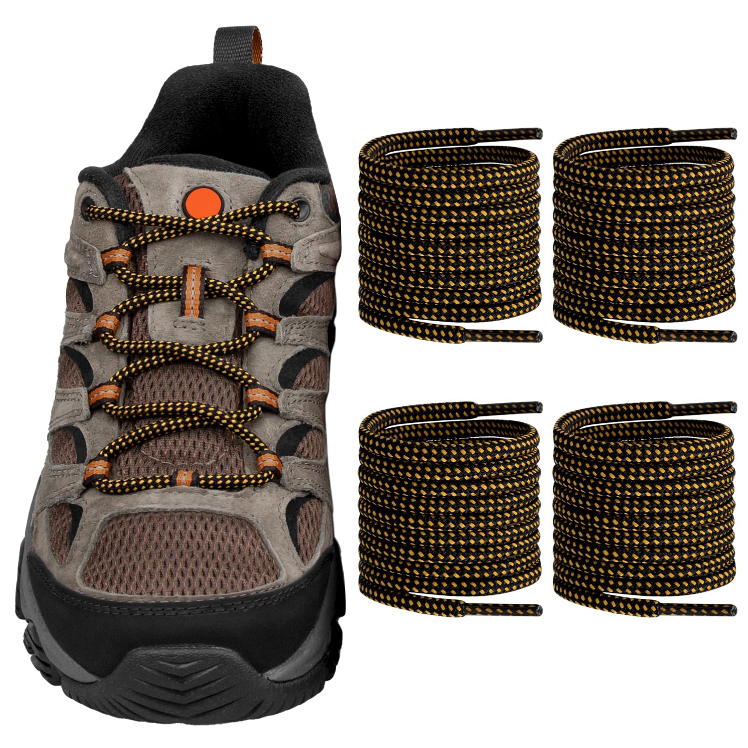 Zapatos Shoelaces Endoto Para Merrell Moab, Botas De Senderismo, Negros Y Amarillos - Venta Internacional.