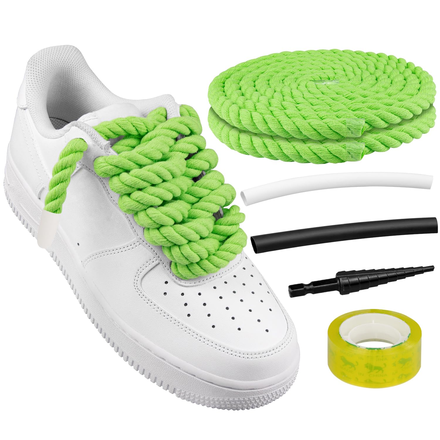 Cordones Para Zapatos Endoto Thick Rope Para Air Force 1, Color Verde, 10 Mm - Venta Internacional.