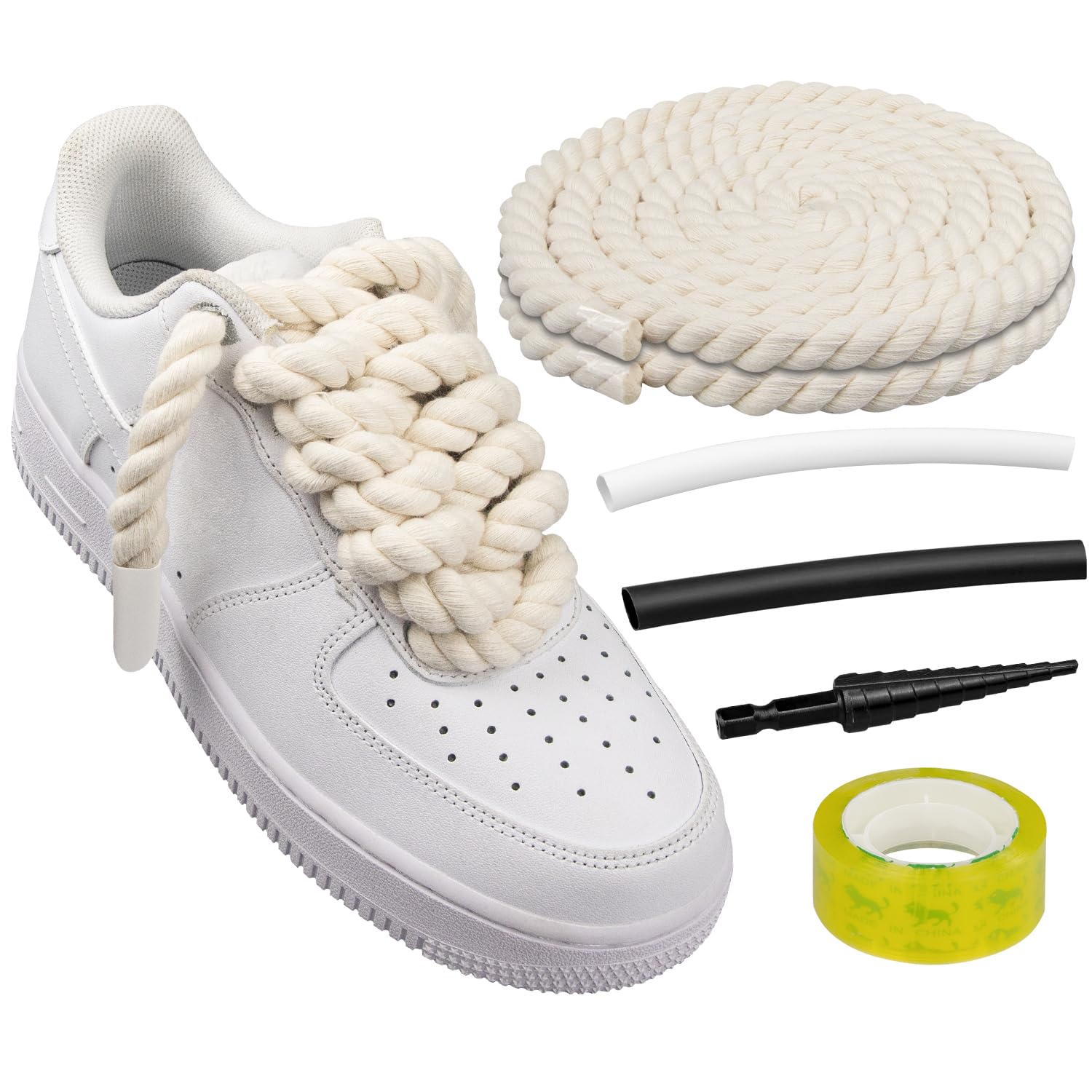 Cordones Para Zapatos Endoto Thick Rope Para Air Force 1, Color Beige, 12,7 Mm - Venta Internacional.