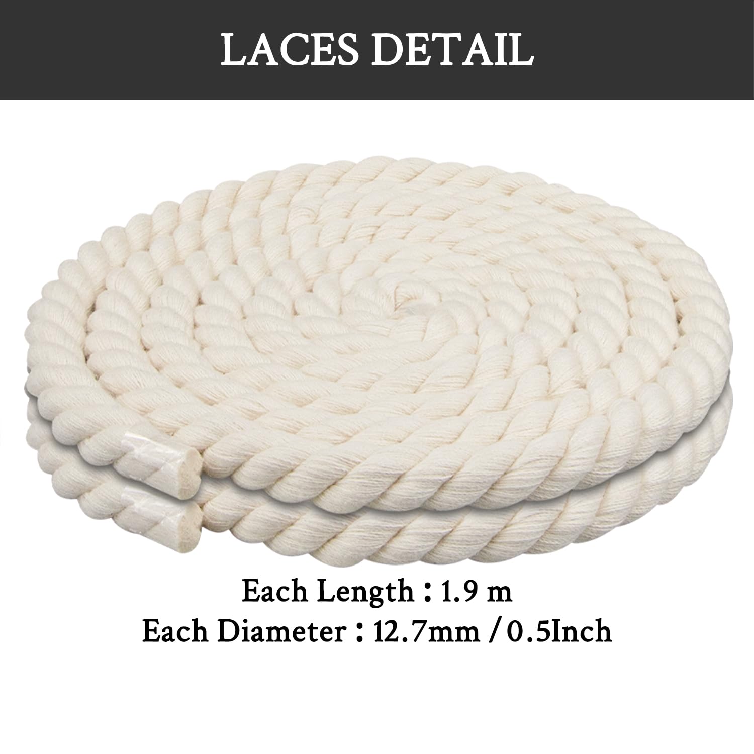 Foto 5 pulgar | Cordones Para Zapatos Endoto Thick Rope Para Air Force 1, Color Beige, 12,7 Mm - Venta Internacional.