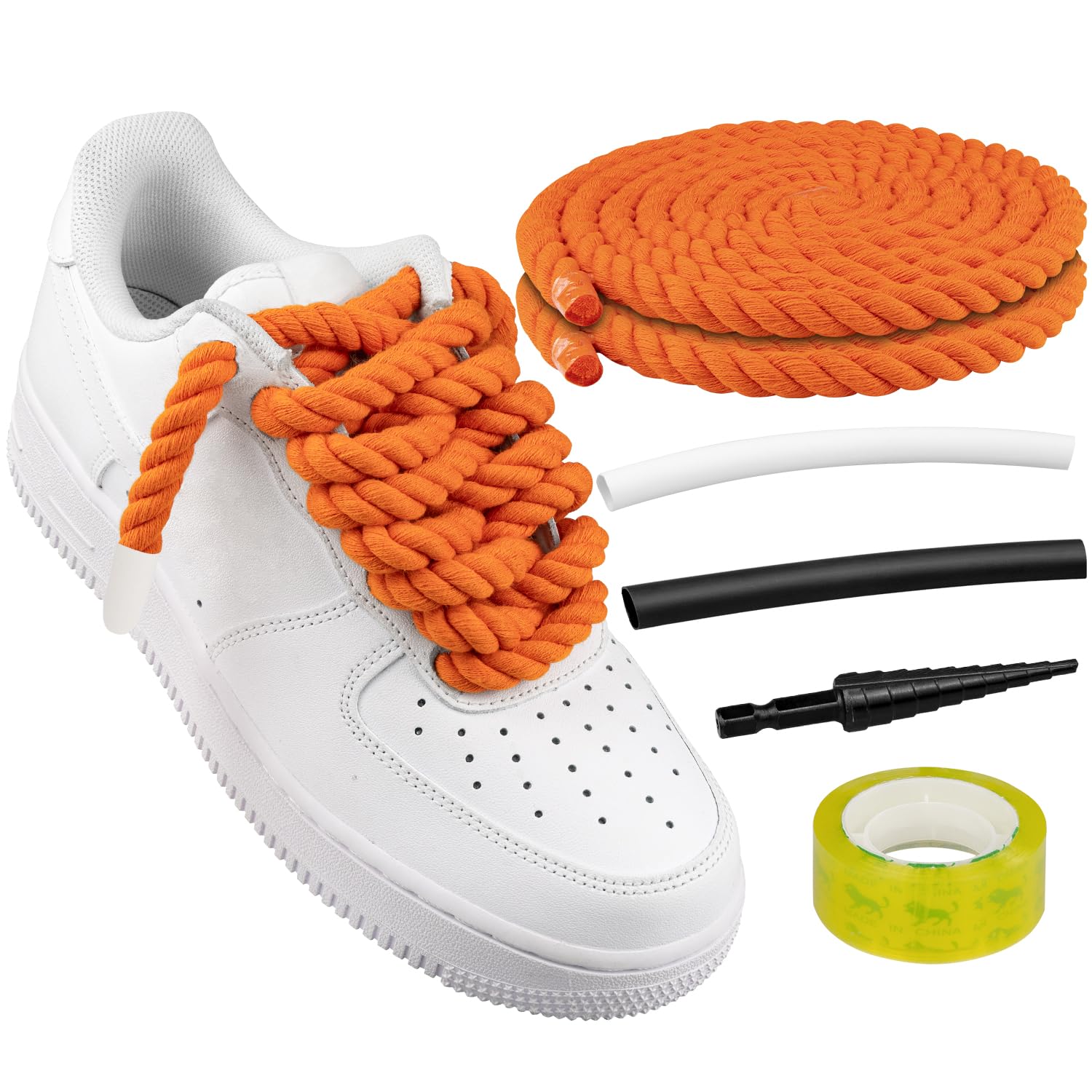 Cordones Para Zapatos Endoto Thick Rope Para Air Force 1, Color Naranja, 12,7 Mm - Venta Internacional.