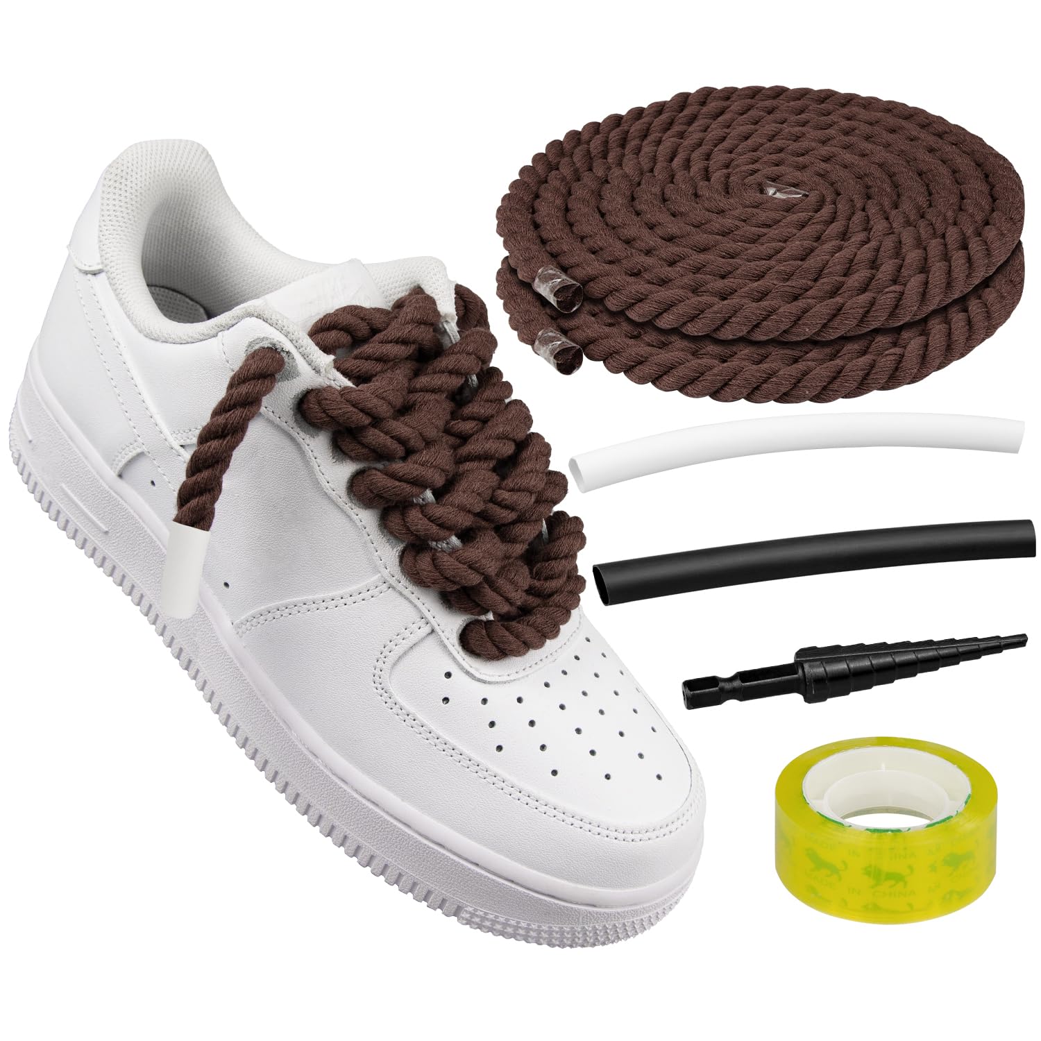 Foto 1 | Cordones Para Zapatos Endoto Thick Rope Para Air Force 1, Color Marrón, 8,5 Mm - Venta Internacional.