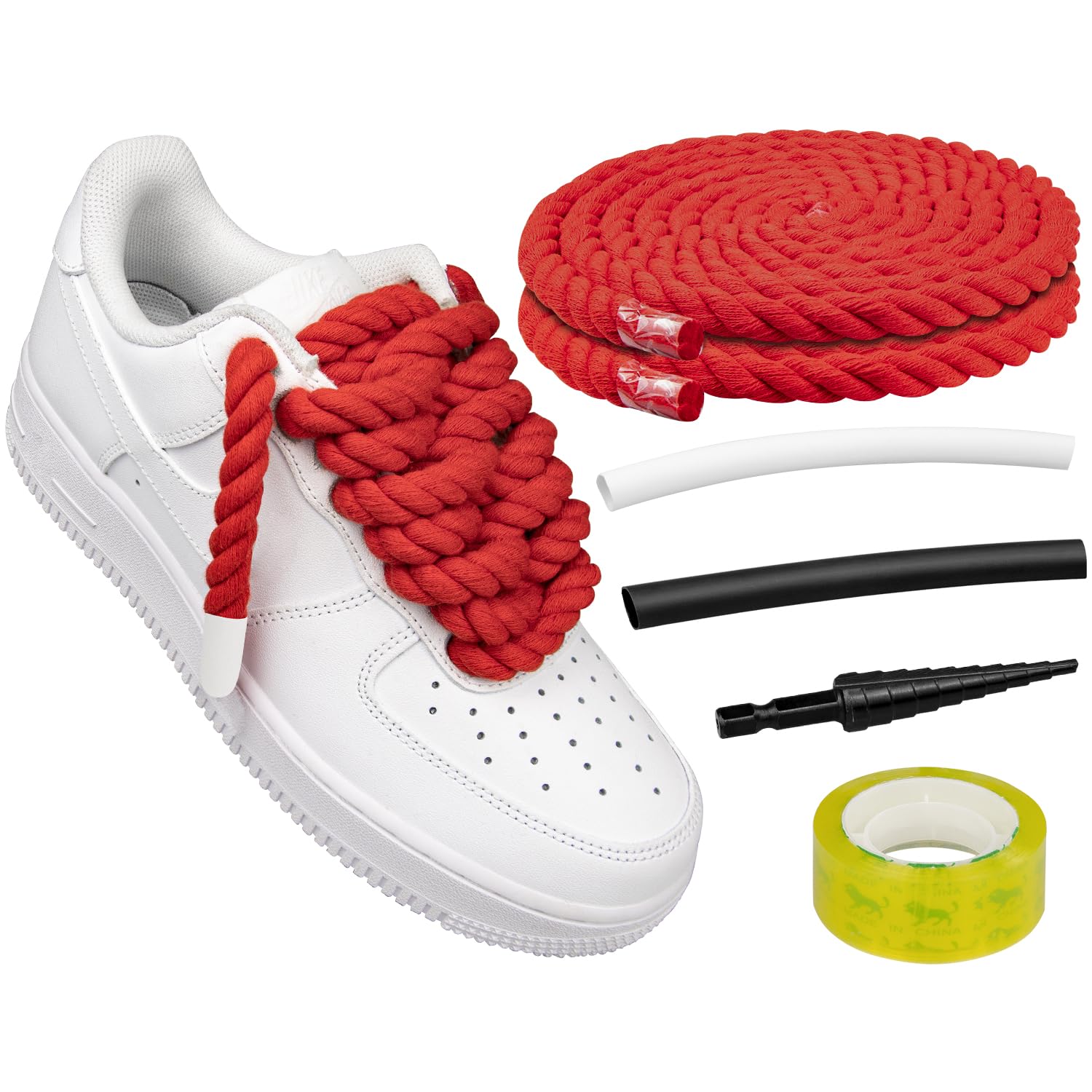 Cordones Para Zapatos Endoto Thick Rope Para Air Force 1, Color Rojo, 8,5 Mm - Venta Internacional.