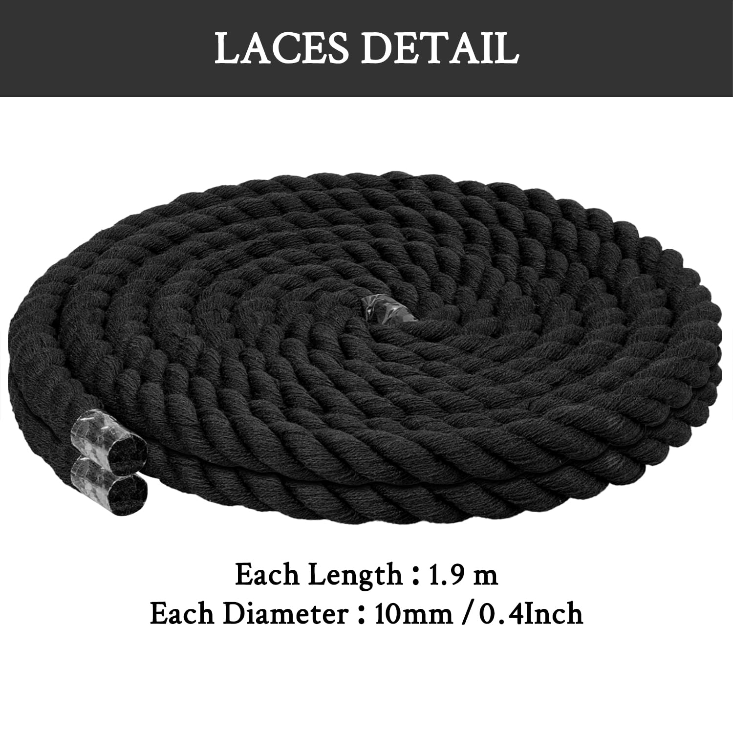 Foto 7 pulgar | Cordones Para Zapatos Endoto Thick Rope Para Air Force 1, Color Negro, 10 Mm - Venta Internacional.