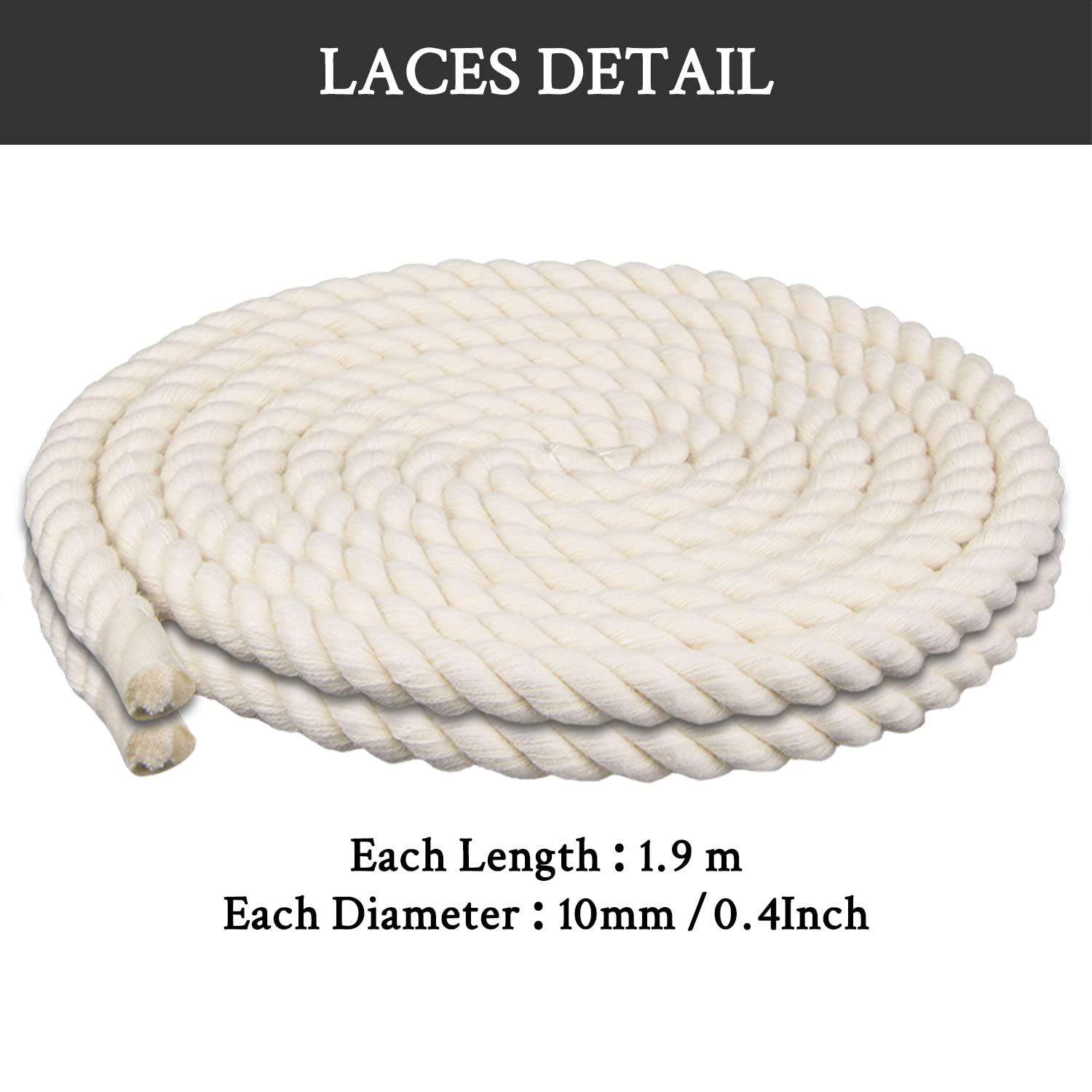 Foto 5 pulgar | Cordones Para Zapatos Endoto Thick Rope Para Air Force 1, Color Beige, 10 Mm - Venta Internacional.