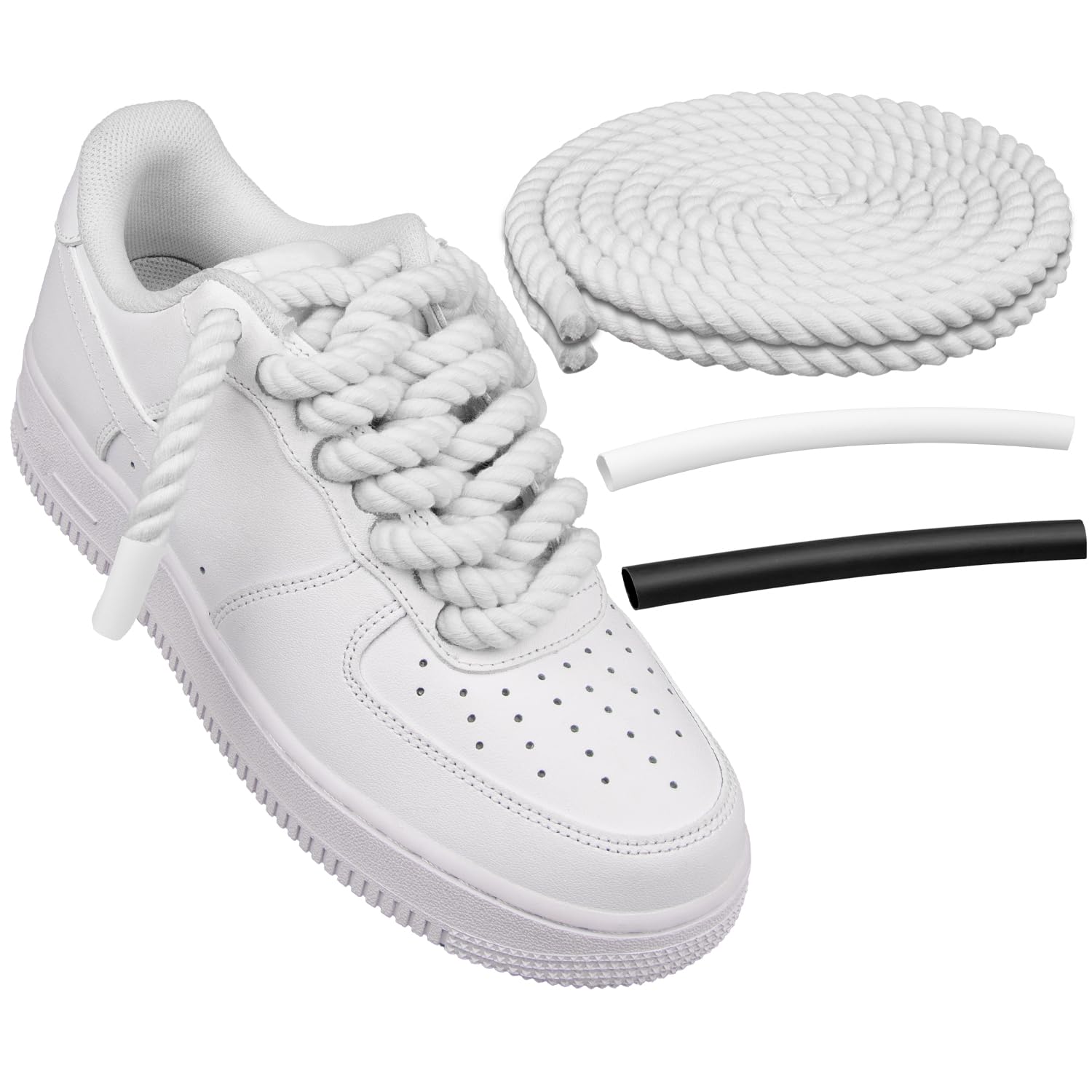 Foto 2 pulgar | Cordones Para Zapatos Endoto Thick Rope Para Air Force 1, Color Blanco, 10 Mm - Venta Internacional.