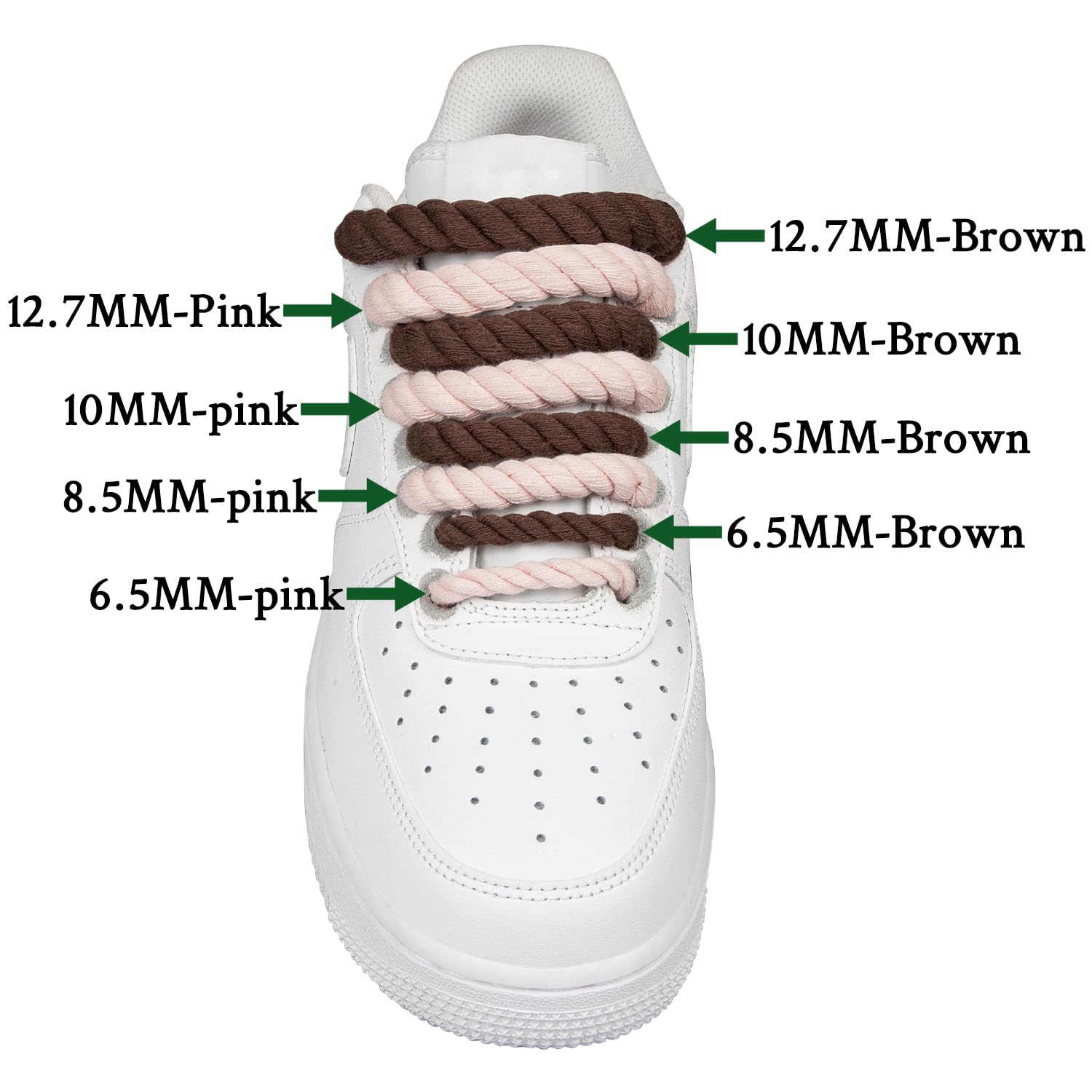 Foto 8 pulgar | Cordones Para Zapatos Endoto Thick Rope Para Air Force 1, Color Blanco, 10 Mm - Venta Internacional.