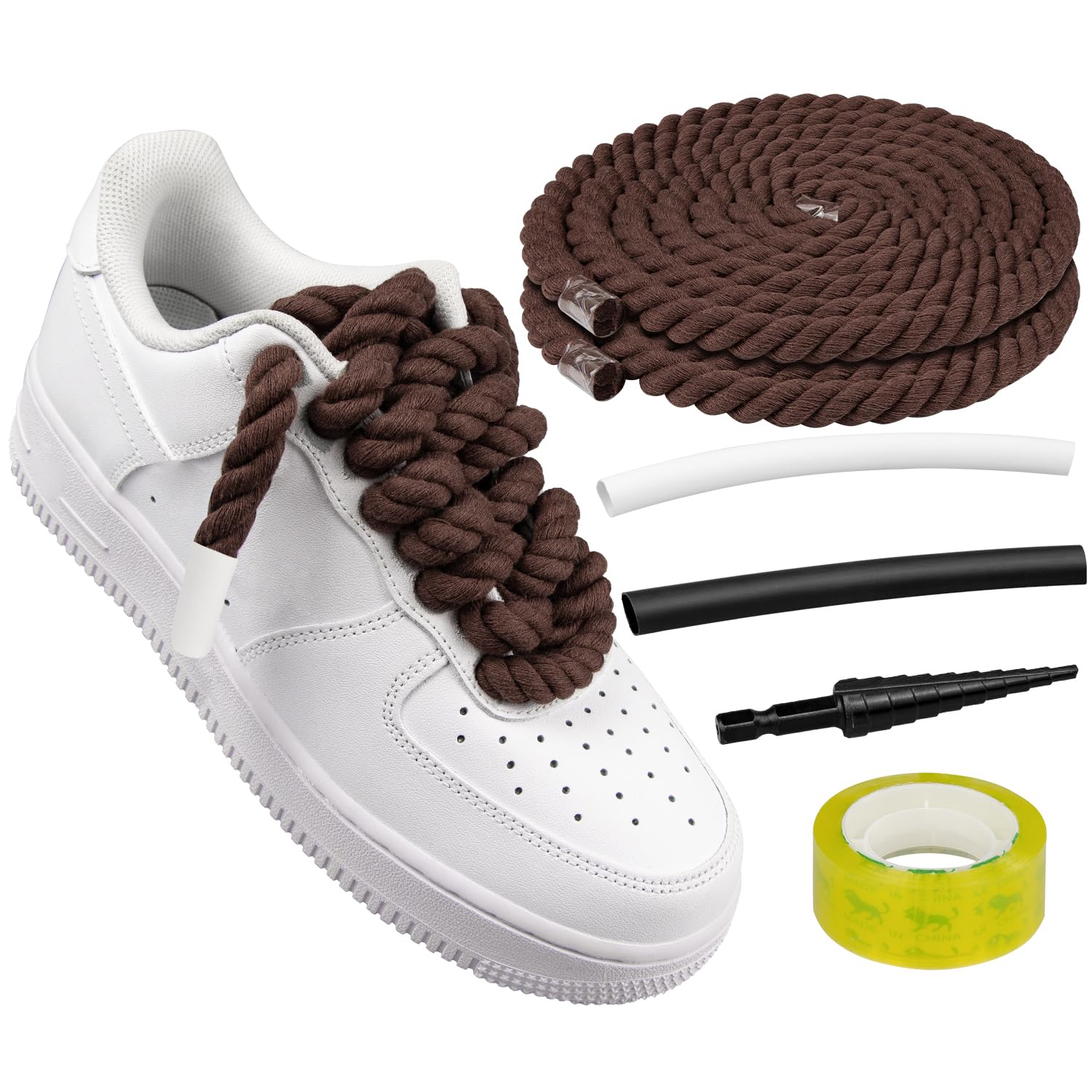 Cordones Para Zapatos Endoto Thick Rope Para Air Force 1, Color Marrón, 12,7 Mm - Venta Internacional.