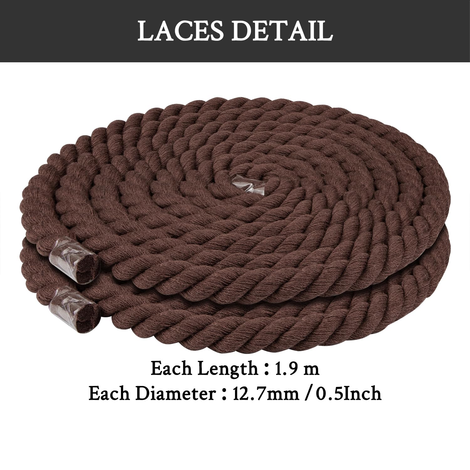 Foto 7 pulgar | Cordones Para Zapatos Endoto Thick Rope Para Air Force 1, Color Marrón, 12,7 Mm - Venta Internacional.